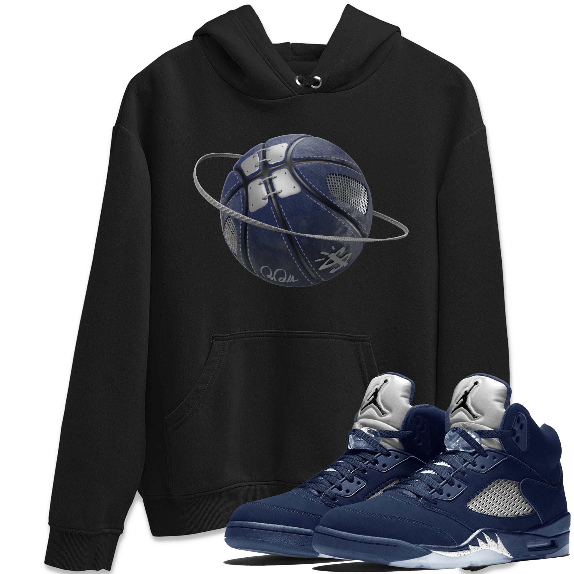 Air Jordan 5 Georgetown Sneaker Match Tees Basketball Planet Streetwear Sneaker Shirt AJ5 Georgetown Sneaker Release Tees Unisex Shirts Black 1