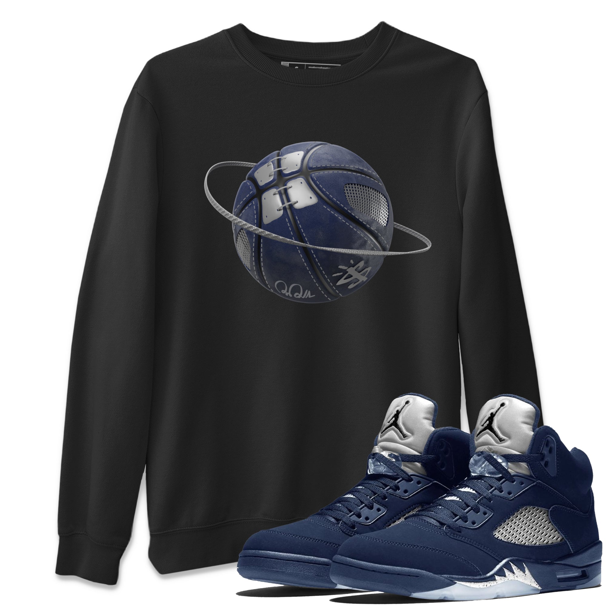 Air Jordan 5 Georgetown Sneaker Match Tees Basketball Planet Streetwear Sneaker Shirt AJ5 Georgetown Sneaker Release Tees Unisex Shirts Black 1