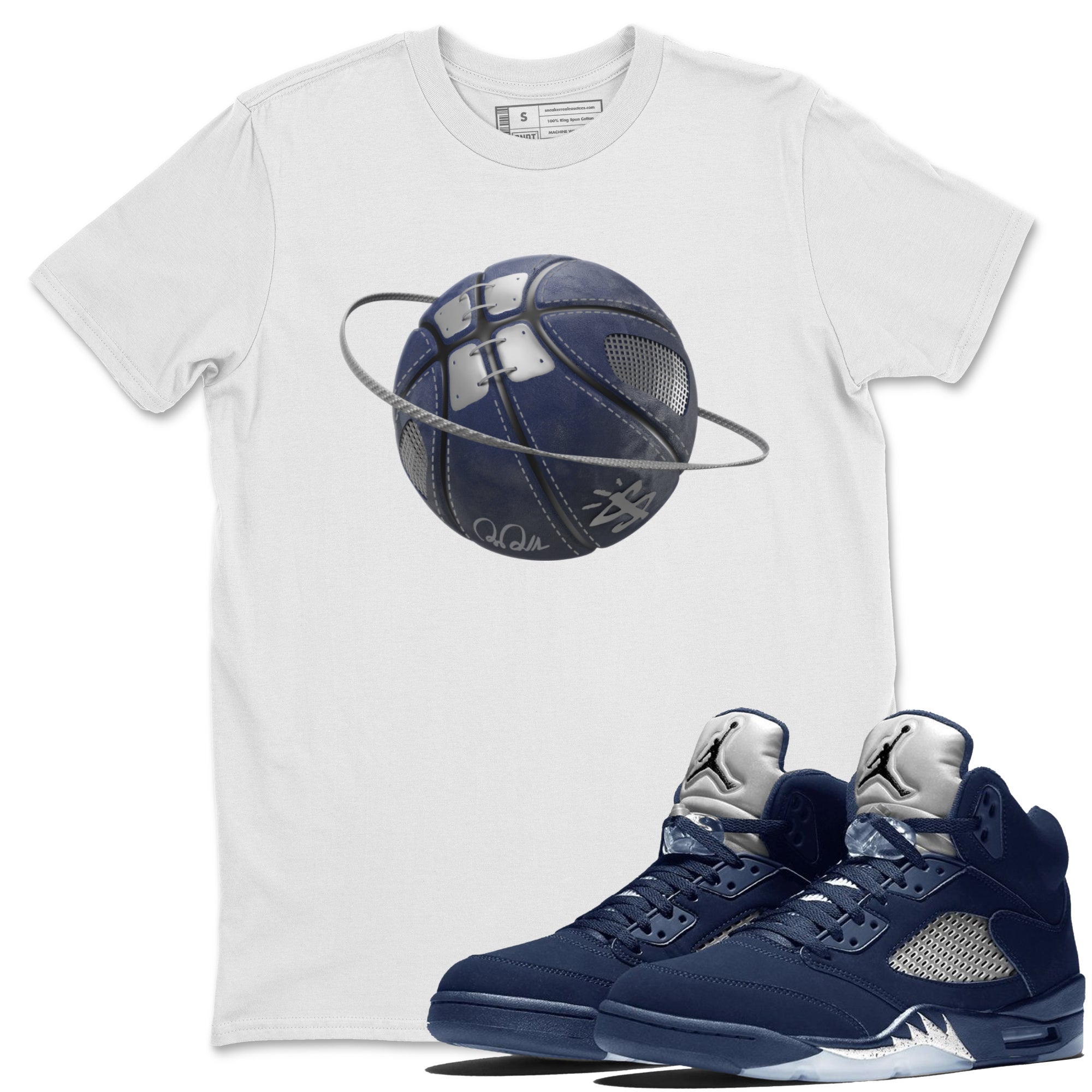 Air Jordan 5 Georgetown Sneaker Match Tees Basketball Planet Streetwear Sneaker Shirt AJ5 Georgetown Sneaker Release Tees Unisex Shirts White 1