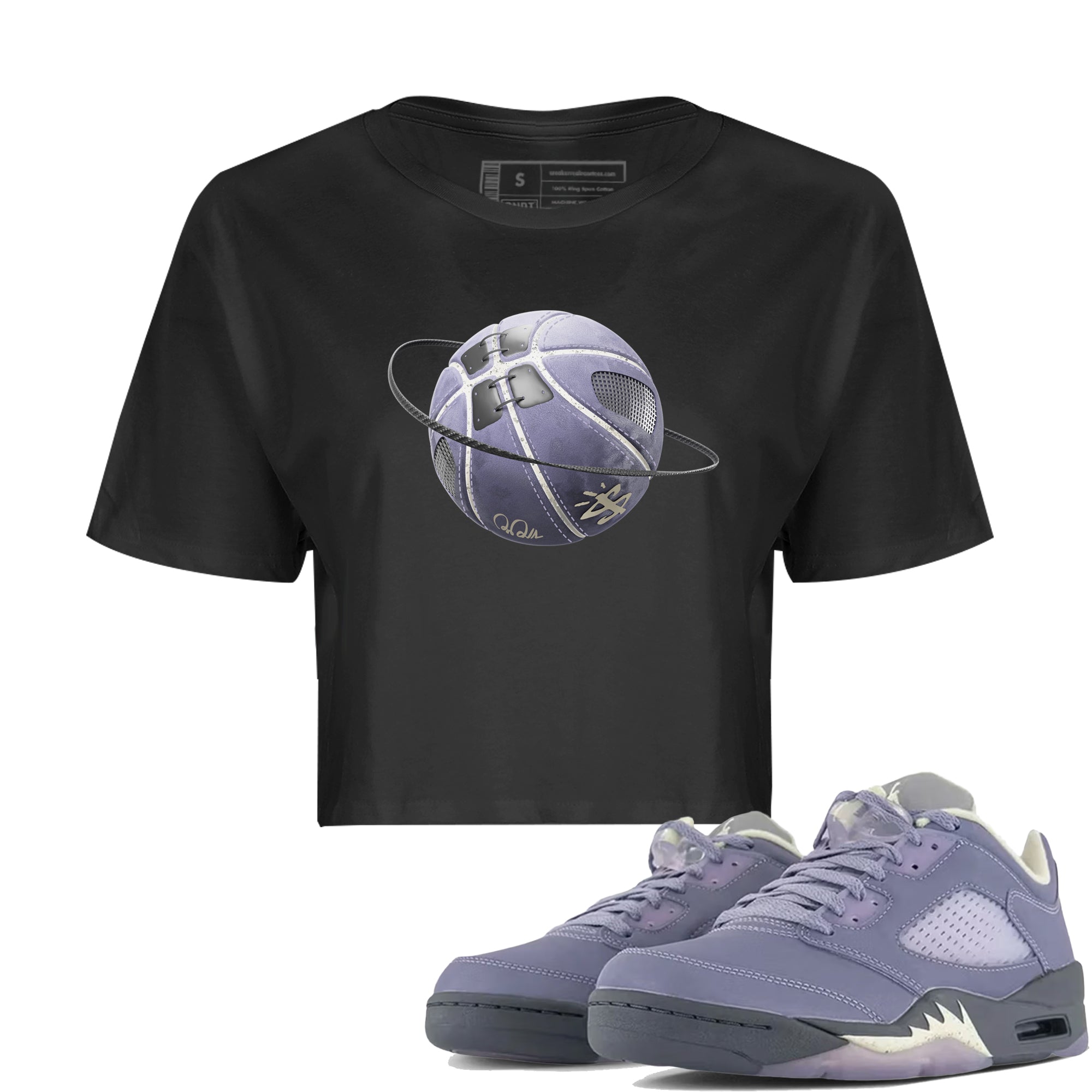 Air Jordan 5 Indigo Haze Sneaker Match Tees Basketball Planet Streetwear Sneaker Shirt AJ5 Indigo Haze Sneaker Release Tees Women's Shirts Black 1
