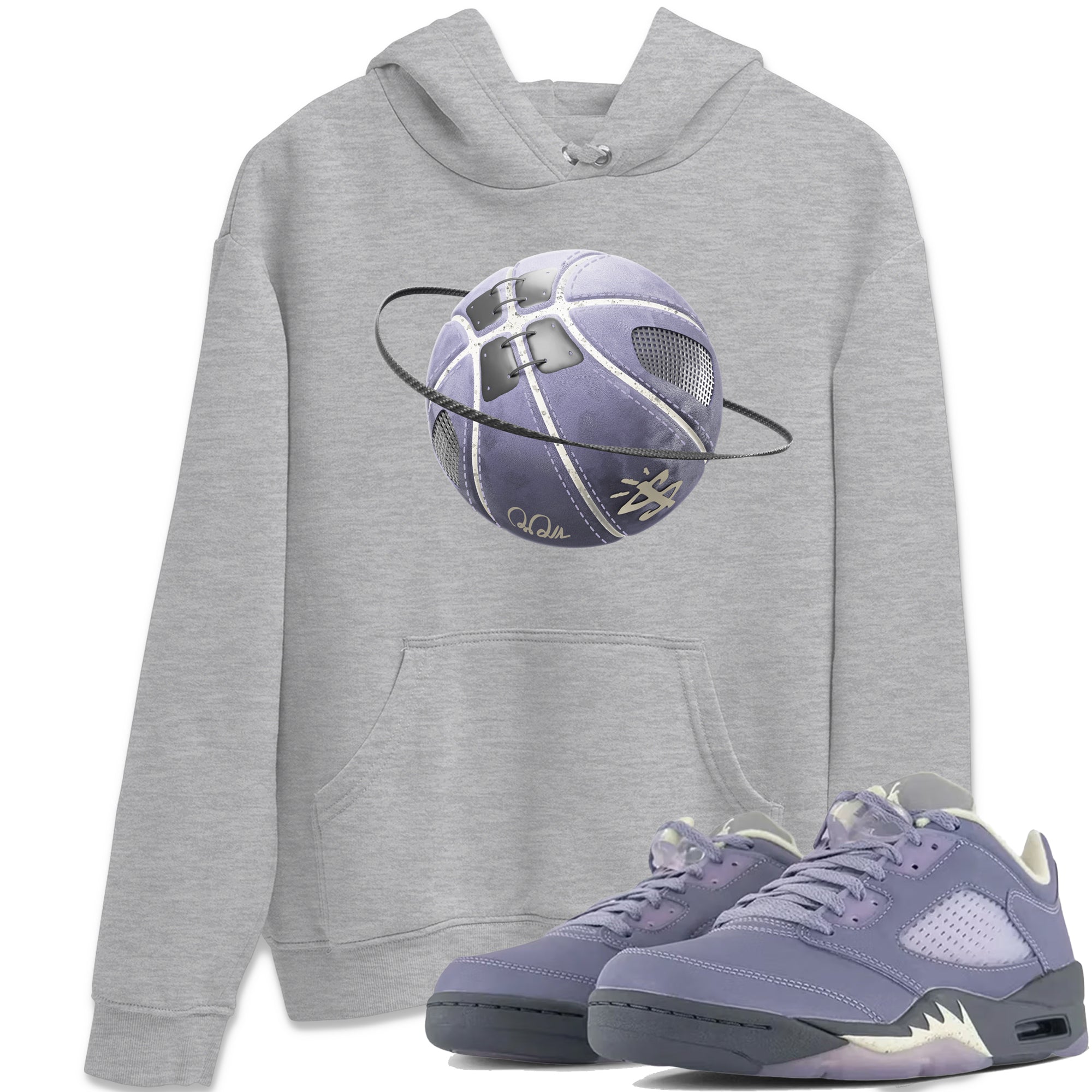 Air Jordan 5 Indigo Haze Sneaker Match Tees Basketball Planet Streetwear Sneaker Shirt AJ5 Indigo Haze Sneaker Release Tees Unisex Shirts Heather Grey 1