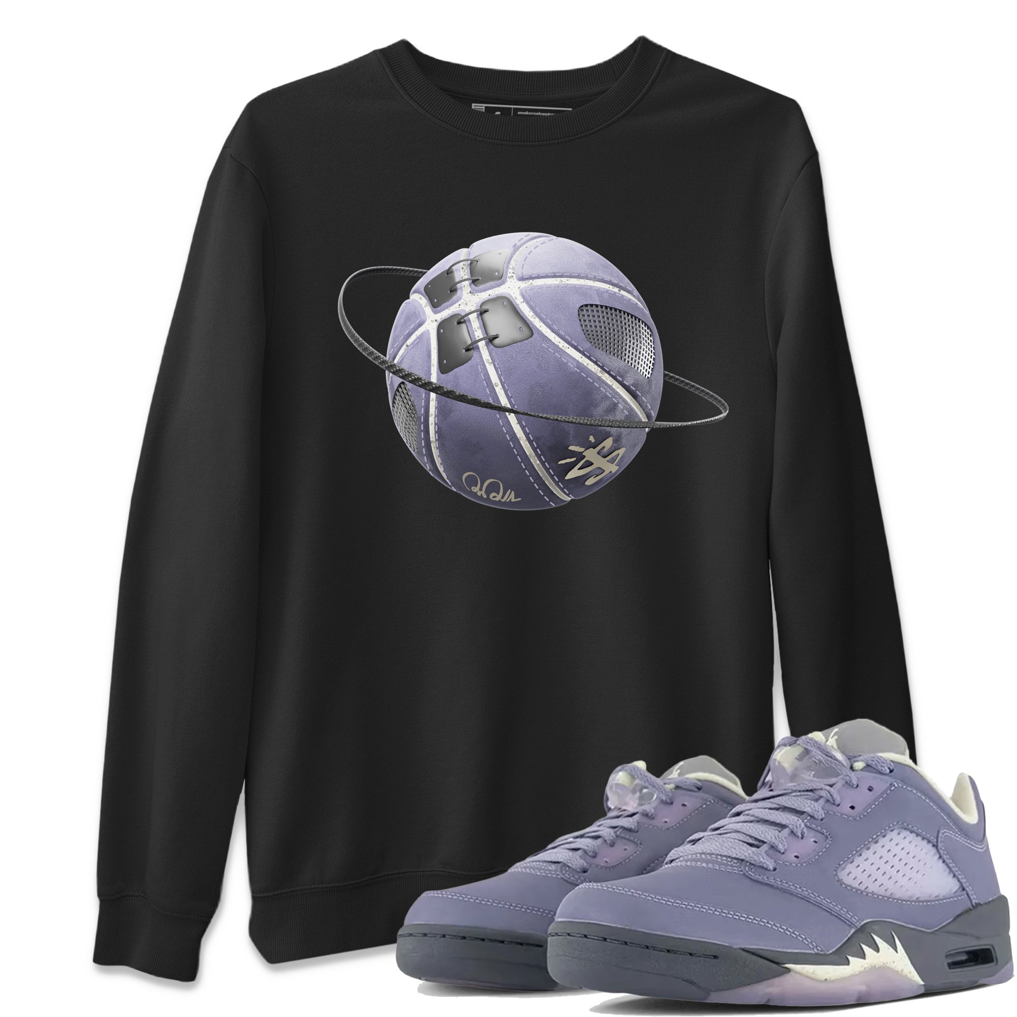 Air Jordan 5 Indigo Haze Sneaker Match Tees Basketball Planet Streetwear Sneaker Shirt AJ5 Indigo Haze Sneaker Release Tees Unisex Shirts Black 1