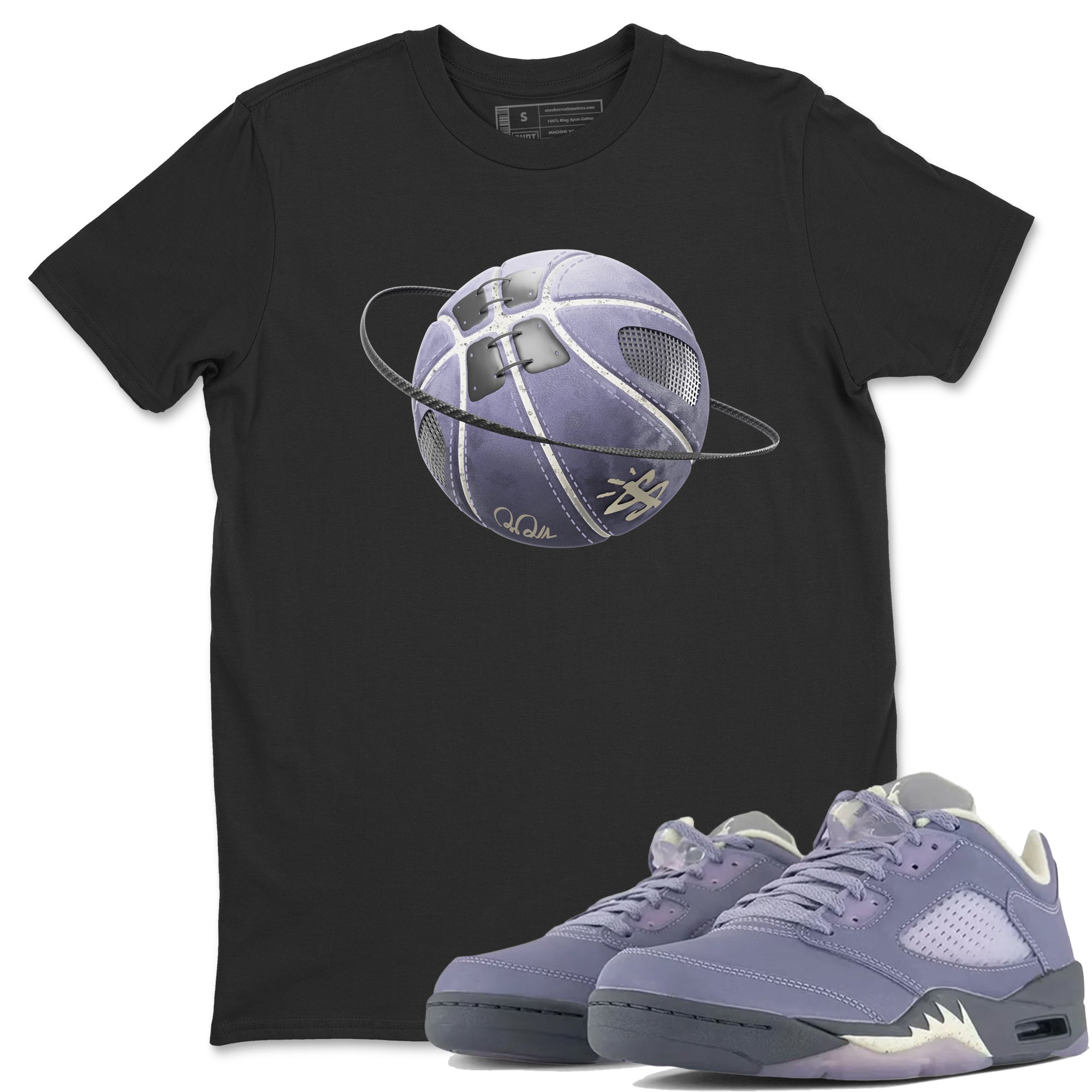 Air Jordan 5 Indigo Haze Sneaker Match Tees Basketball Planet Streetwear Sneaker Shirt AJ5 Indigo Haze Sneaker Release Tees Unisex Shirts Black 1
