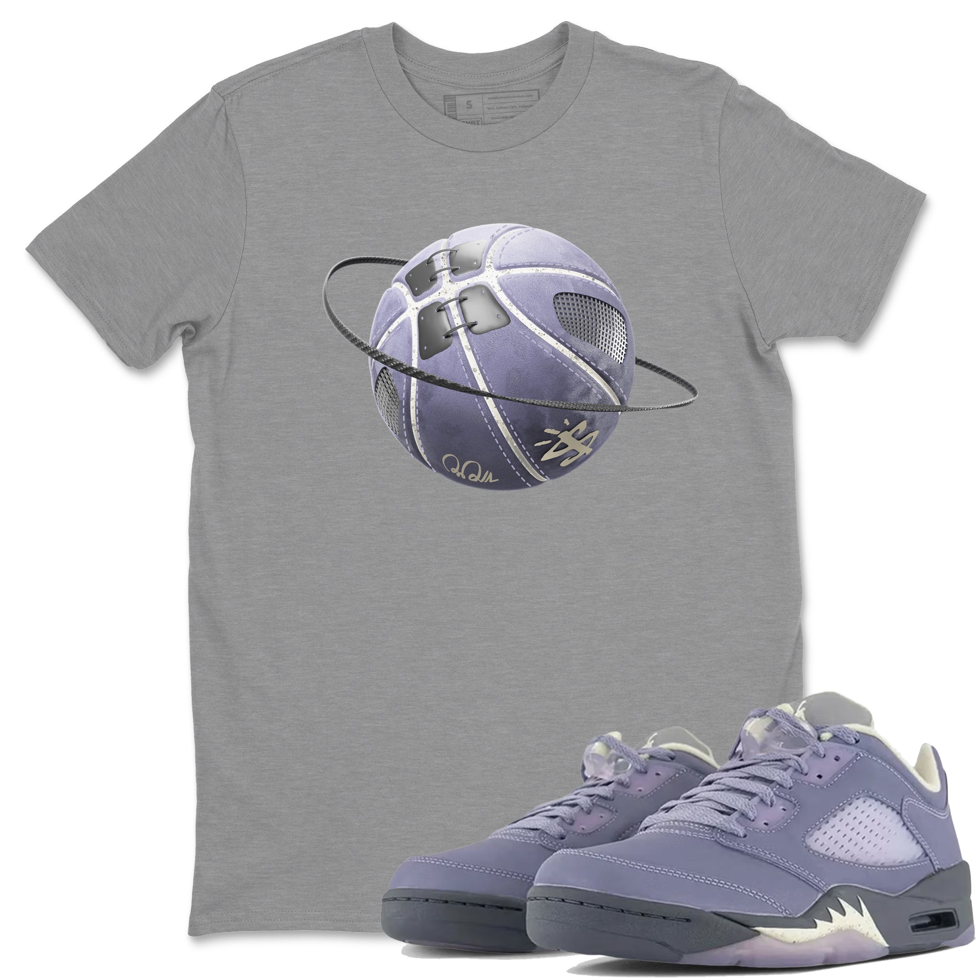 Air Jordan 5 Indigo Haze Sneaker Match Tees Basketball Planet Streetwear Sneaker Shirt AJ5 Indigo Haze Sneaker Release Tees Unisex Shirts Heather Grey 1
