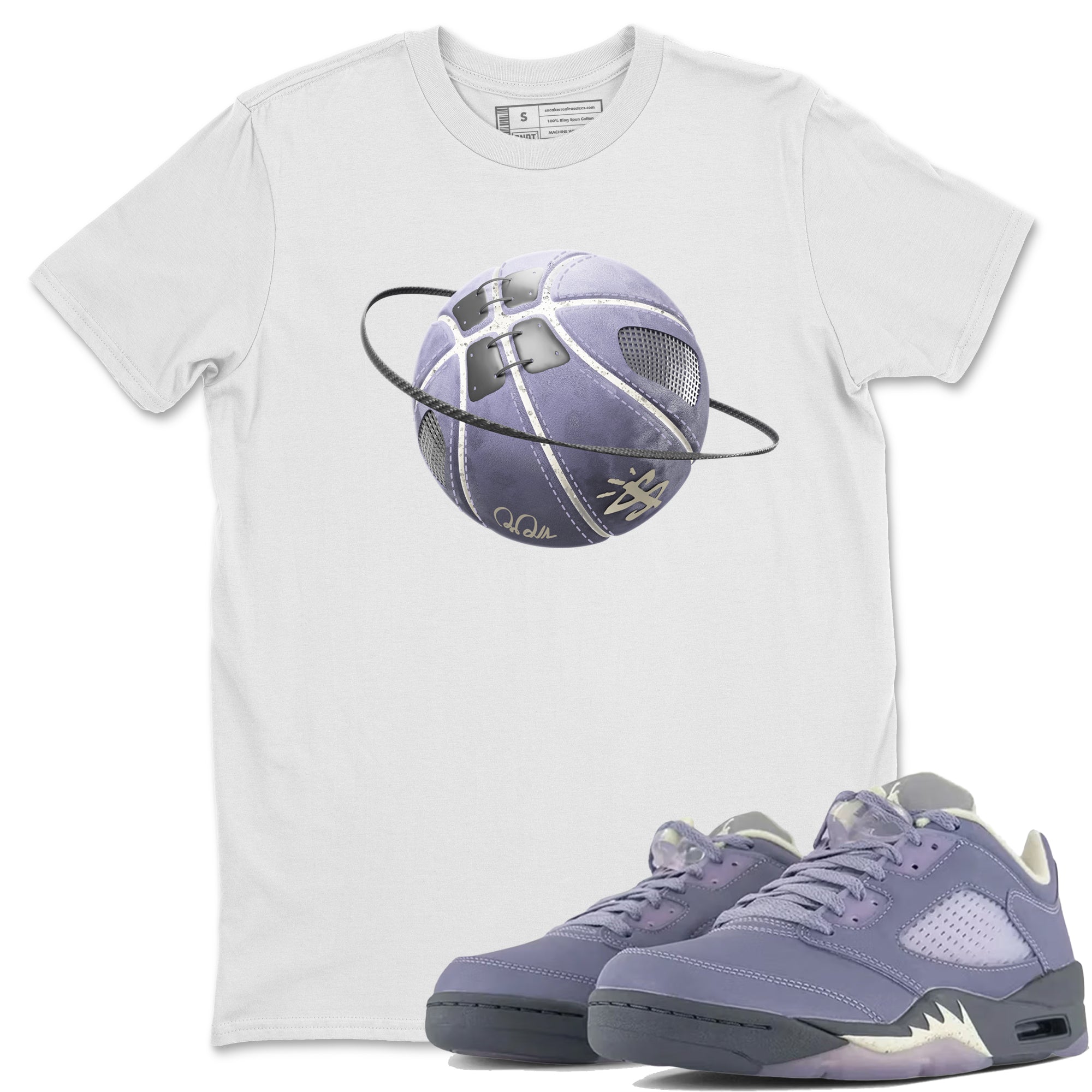 Air Jordan 5 Indigo Haze Sneaker Match Tees Basketball Planet Streetwear Sneaker Shirt AJ5 Indigo Haze Sneaker Release Tees Unisex Shirts White 1
