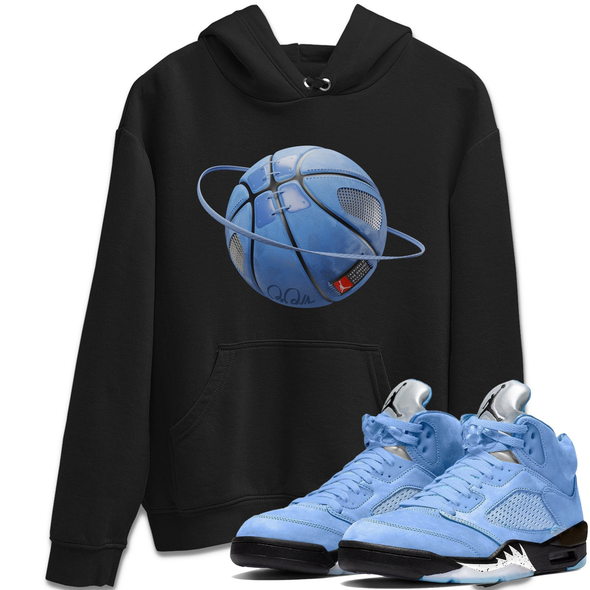 Jordan 5 UNC Sneaker Matching T-Shirt Basketball Planet Sneaker Tees Jordan 5 UNC Sneaker Release Tees Crew Neck Tees