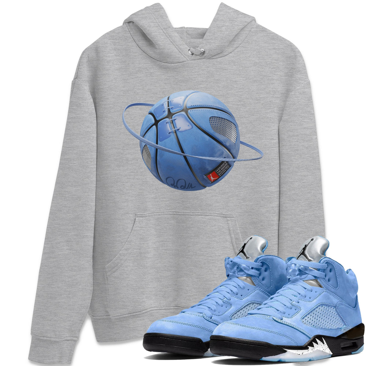 Jordan 5 UNC Sneaker Matching T-Shirt Basketball Planet Sneaker Tees Jordan 5 UNC Sneaker Release Tees Crew Neck Tees