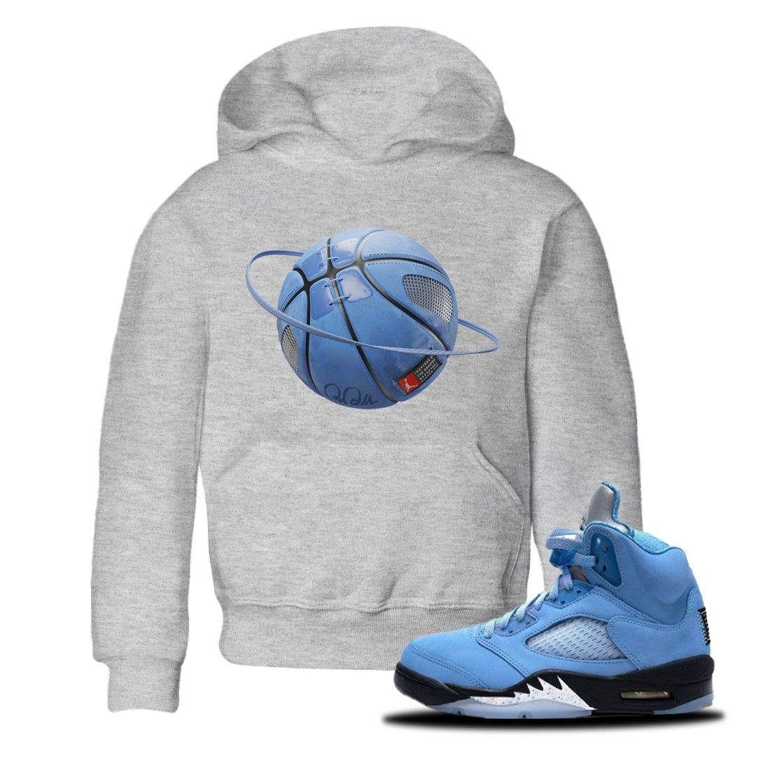 Jordan 5 UNC Sneaker Matching T-Shirt Basketball Planet Sneaker Tees Jordan 5 UNC Sneaker Release Tees Kids Shirts