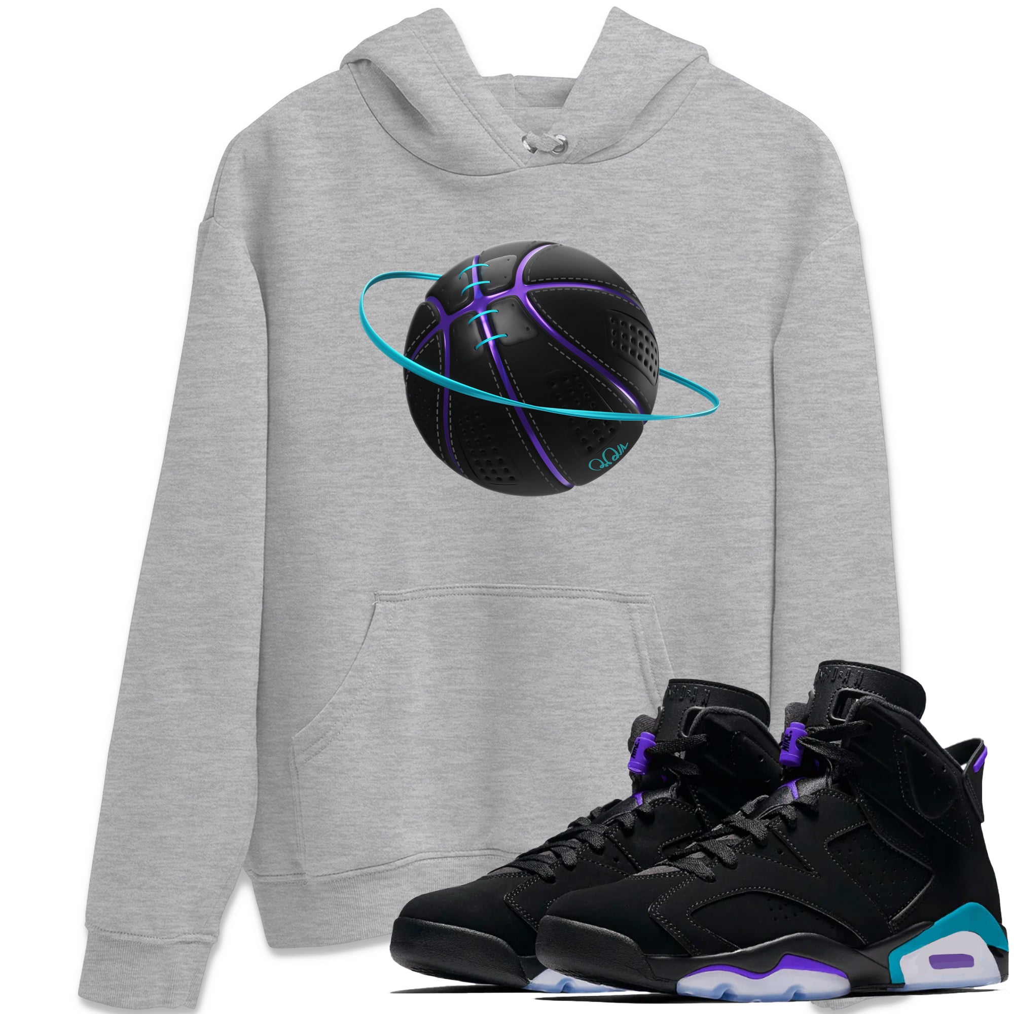 Air Jordan 6 Aqua Sneaker Match Tees Basketball Planet Streetwear Sneaker Shirt AJ6 Aqua Sneaker Release Tees Unisex Shirts Heather Grey 1