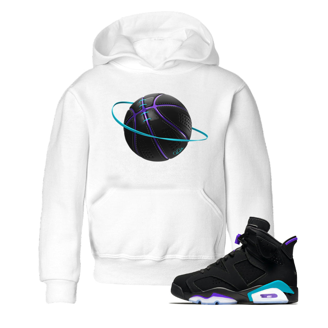 Air Jordan 6 Aqua Sneaker Match Tees Basketball Planet Streetwear Sneaker Shirt AJ6 Aqua Sneaker Release Tees Kids Shirts White 1
