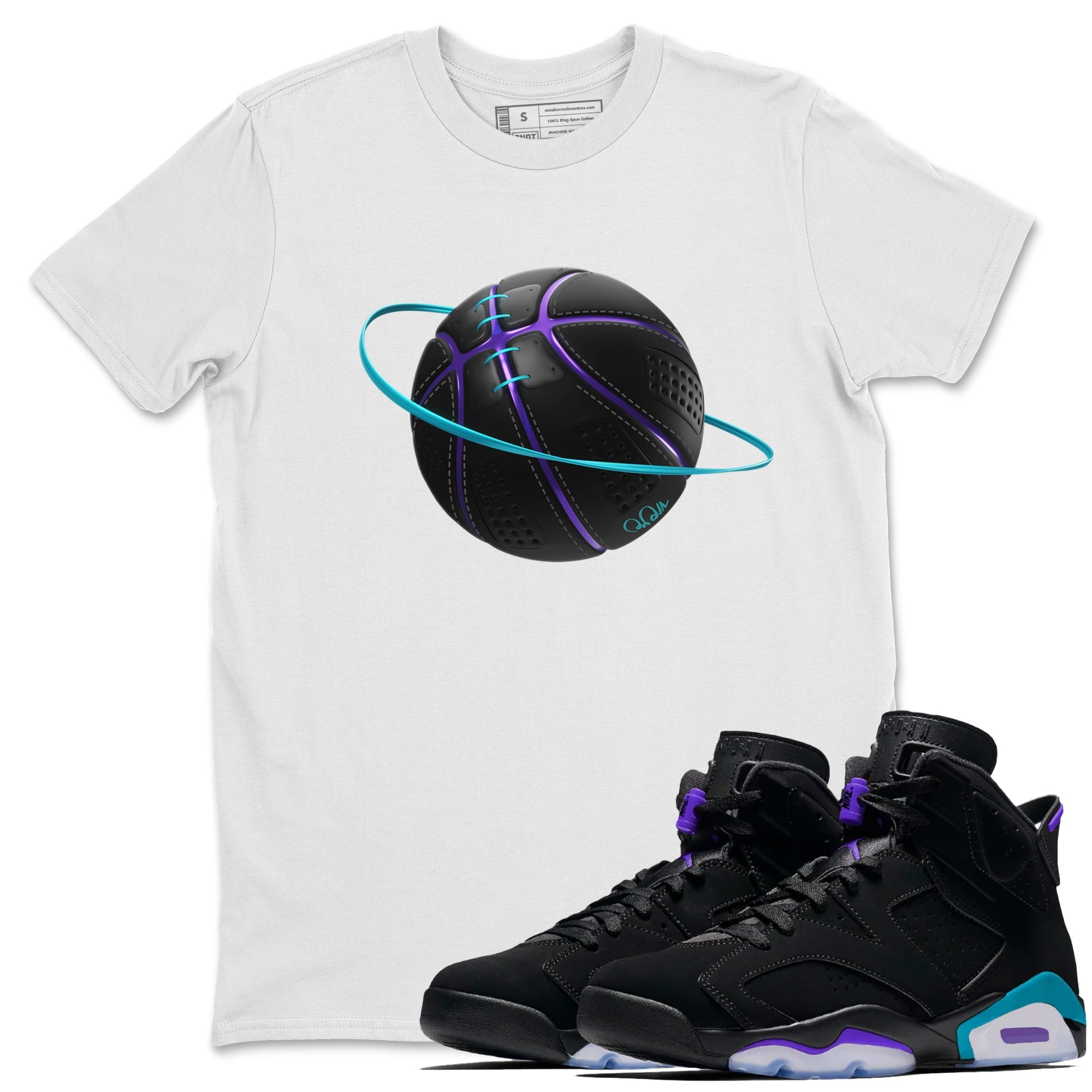 Air Jordan 6 Aqua Sneaker Match Tees Basketball Planet Streetwear Sneaker Shirt AJ6 Aqua Sneaker Release Tees Unisex Shirts White 1