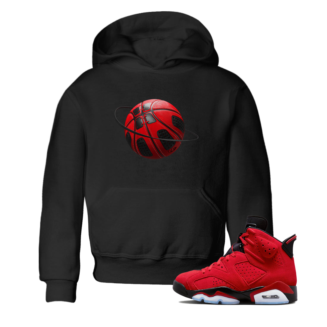 Air Jordan 6 Toro Bravo Sneaker Match Tees Basketball Planet Streetwear Sneaker Shirt 3D Graphic Design Shirts AJ6 Toro Bravo Sneaker Release Tees Kids Shirts Black 1