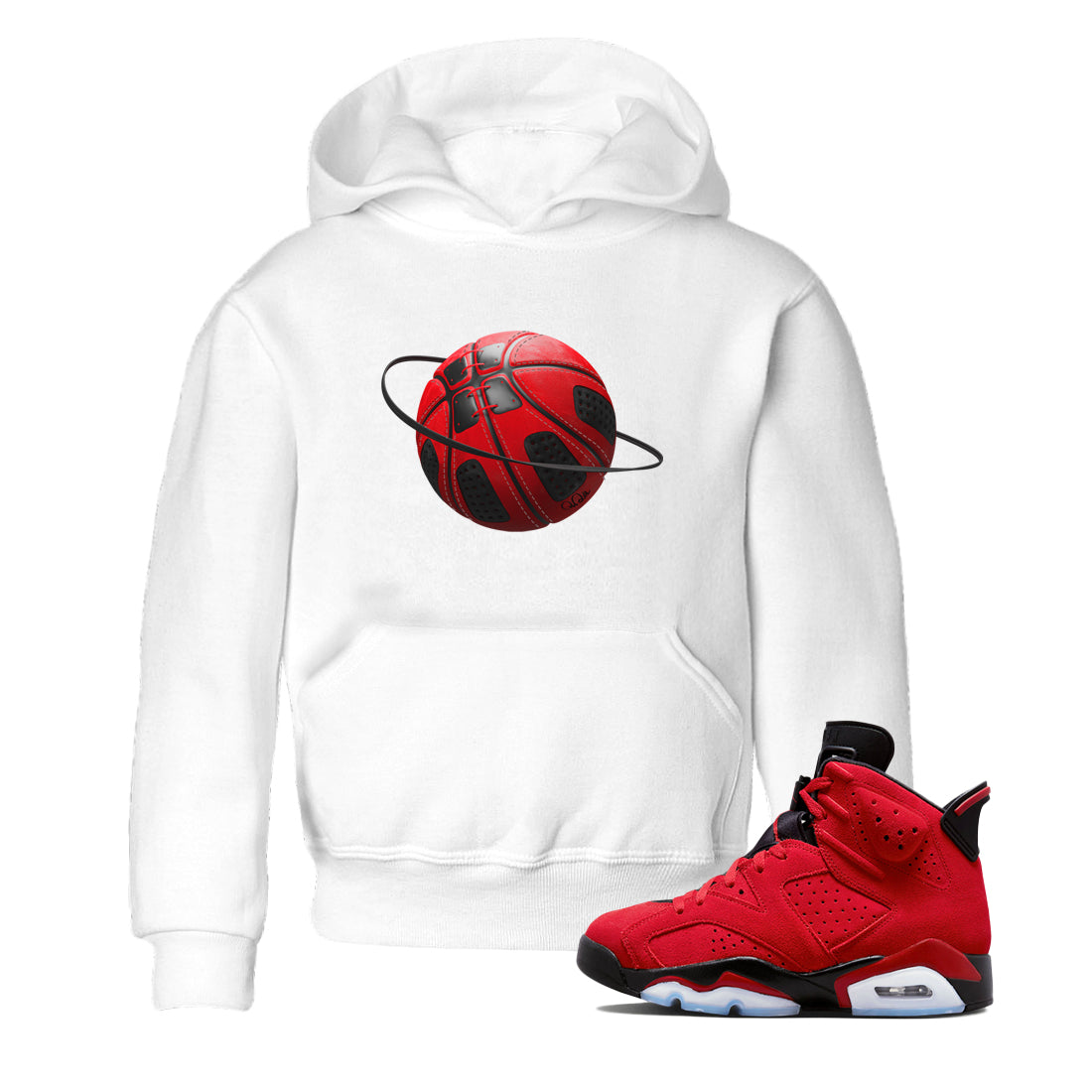 Air Jordan 6 Toro Bravo Sneaker Match Tees Basketball Planet Streetwear Sneaker Shirt 3D Graphic Design Shirts AJ6 Toro Bravo Sneaker Release Tees Kids Shirts White 1
