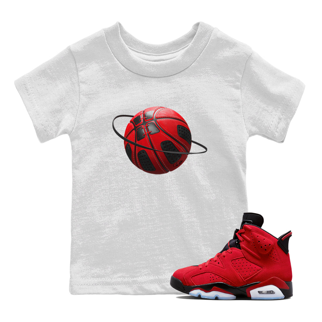 Air Jordan 6 Toro Bravo Sneaker Match Tees Basketball Planet Streetwear Sneaker Shirt 3D Graphic Design Shirts AJ6 Toro Bravo Sneaker Release Tees Kids Shirts White 1