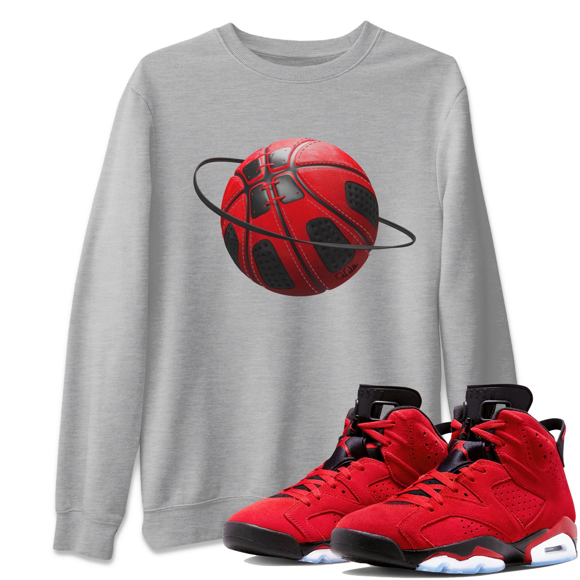 Air Jordan 6 Toro Bravo Sneaker Match Tees Basketball Planet Streetwear Sneaker Shirt 3D Graphic Design Shirts AJ6 Toro Bravo Sneaker Release Tees Unisex Shirts Heather Grey 1