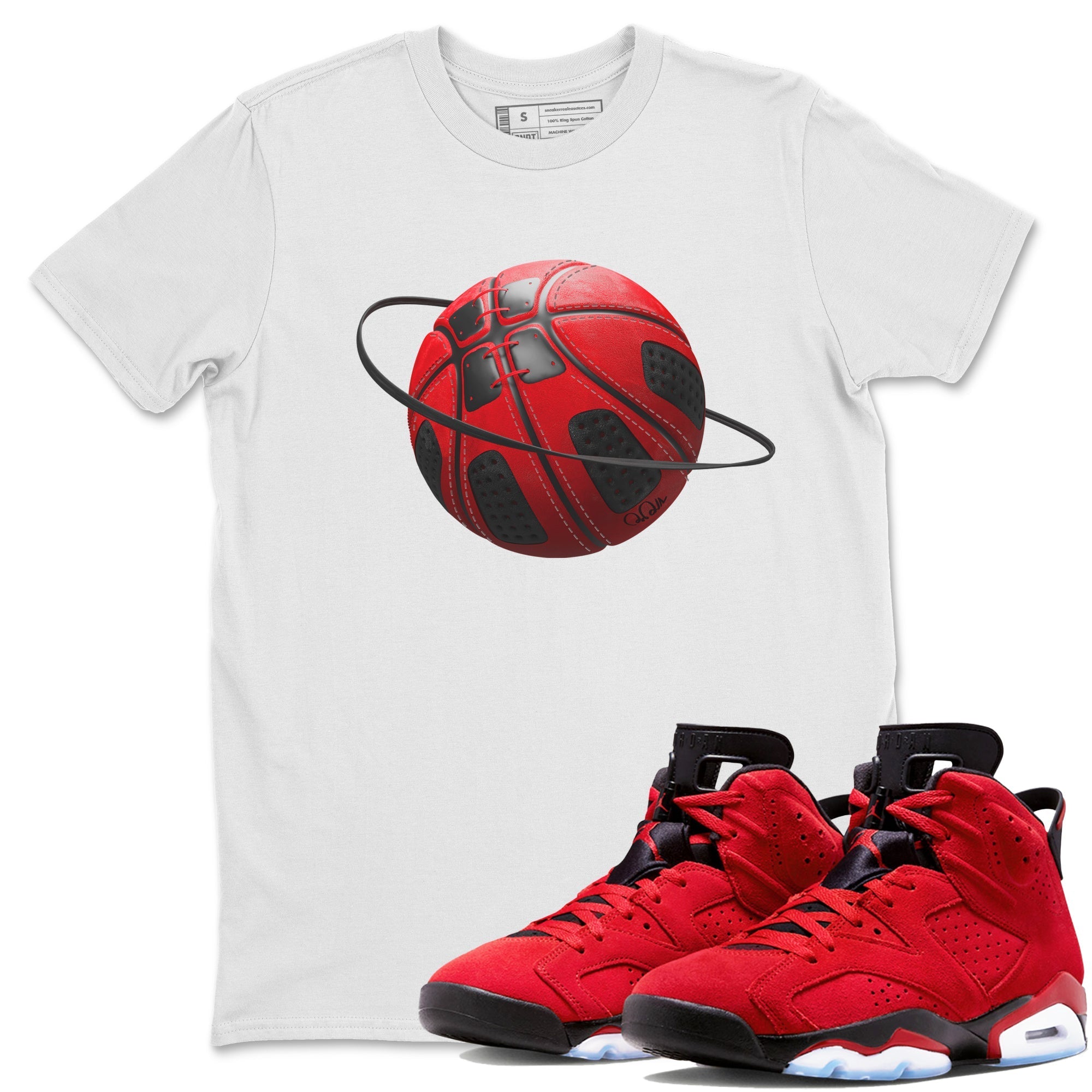 Air Jordan 6 Toro Bravo Sneaker Match Tees Basketball Planet Streetwear Sneaker Shirt 3D Graphic Design Shirts AJ6 Toro Bravo Sneaker Release Tees Unisex Shirts White 1
