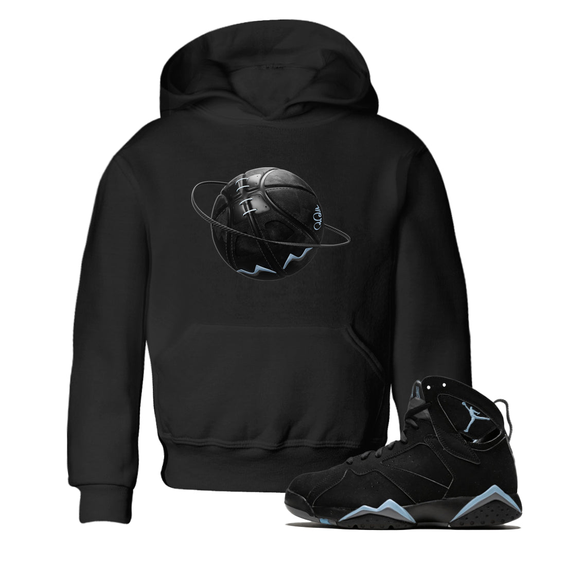 Air Jordan 7 Chambray Sneaker Match Tees Basketball Planet Streetwear Sneaker Shirt AJ7 Chambray Sneaker Release Tees Kids Shirts Black 1