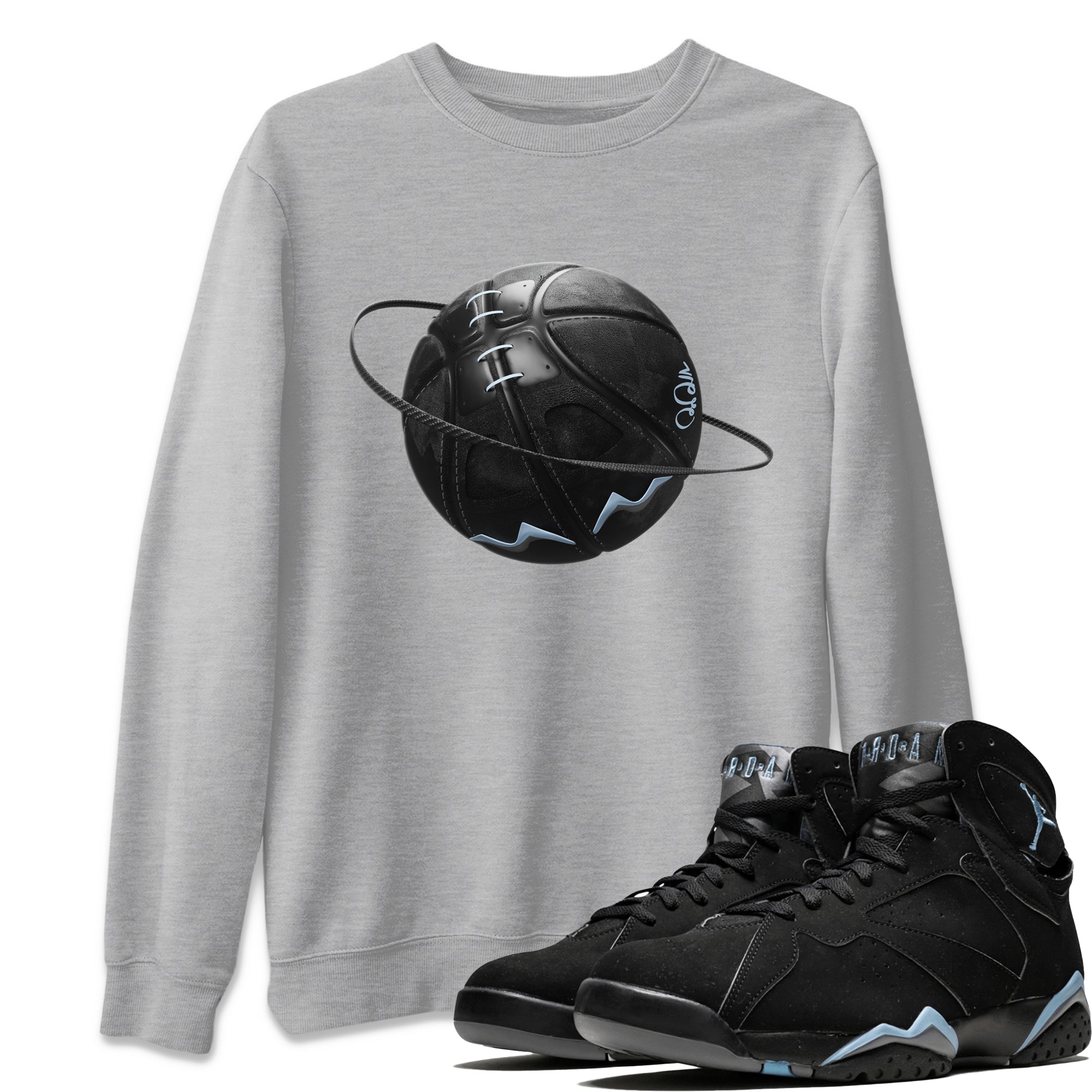 Air Jordan 7 Chambray Sneaker Match Tees Basketball Planet Streetwear Sneaker Shirt AJ7 Chambray Sneaker Release Tees Unisex Shirts Heather Grey 1