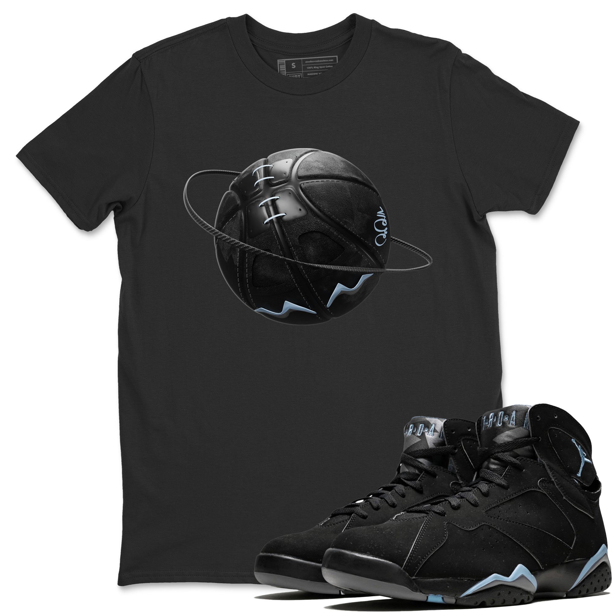Air Jordan 7 Chambray Sneaker Match Tees Basketball Planet Streetwear Sneaker Shirt AJ7 Chambray Sneaker Release Tees Unisex Shirts Black 1