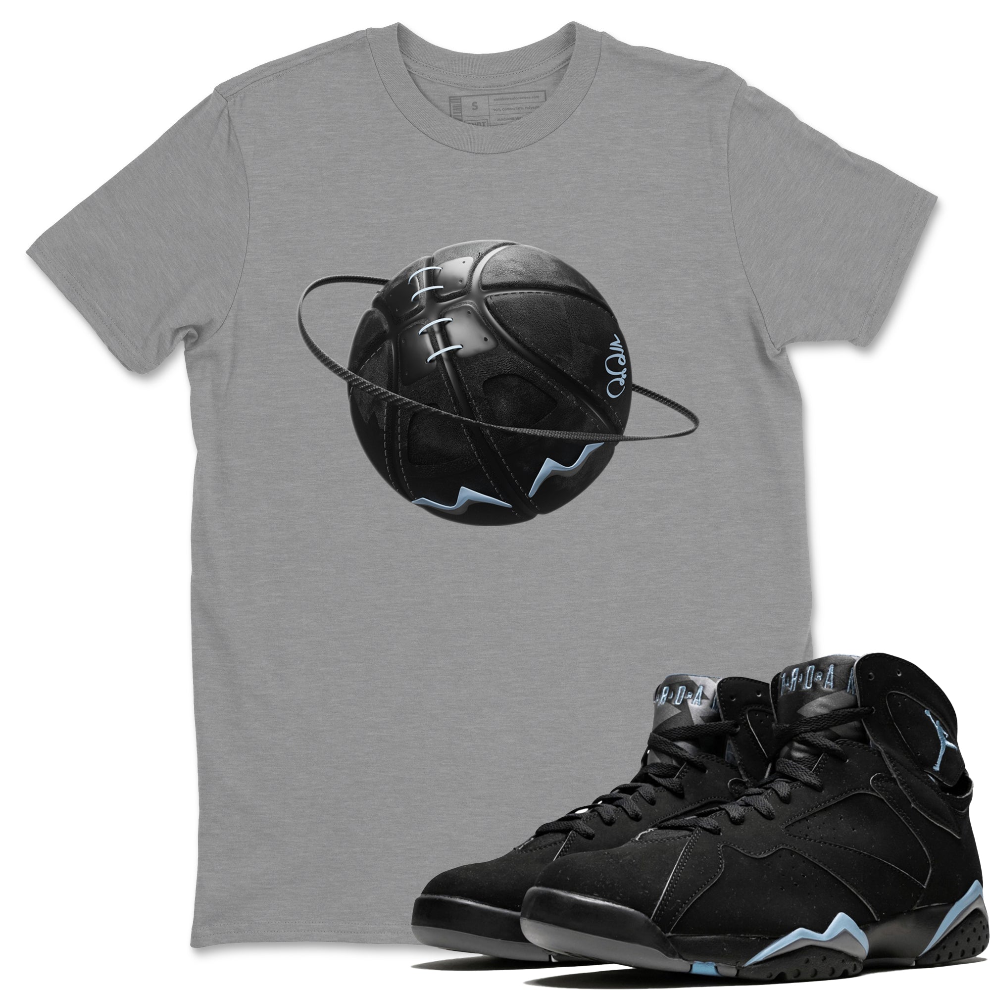 Air Jordan 7 Chambray Sneaker Match Tees Basketball Planet Streetwear Sneaker Shirt AJ7 Chambray Sneaker Release Tees Unisex Shirts Heather Grey 1
