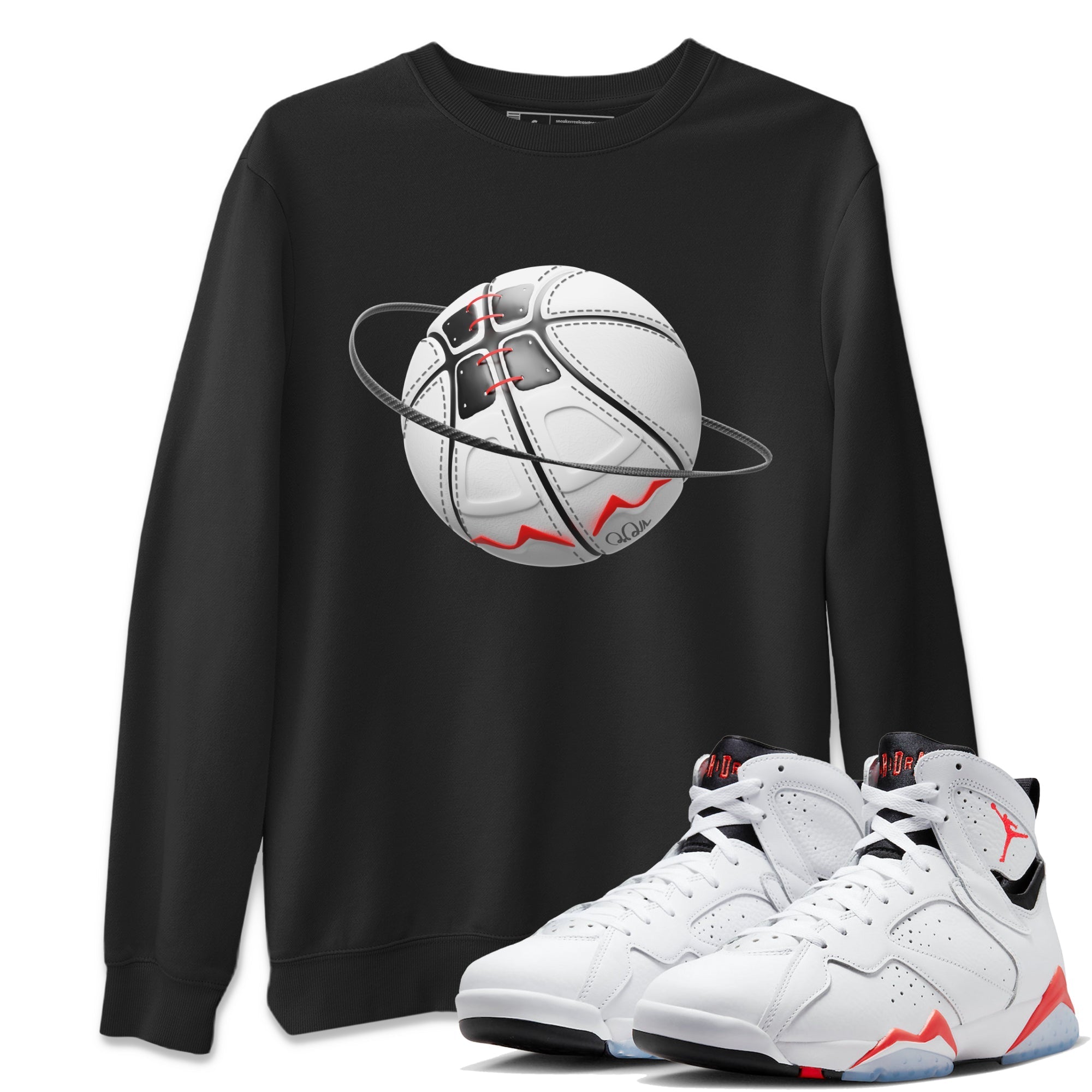 Air Jordan 7 Infrared Sneaker Match Tees Basketball Planet Streetwear Sneaker Shirt AJ7 Infrared Sneaker Release Tees Unisex Shirts Black 1