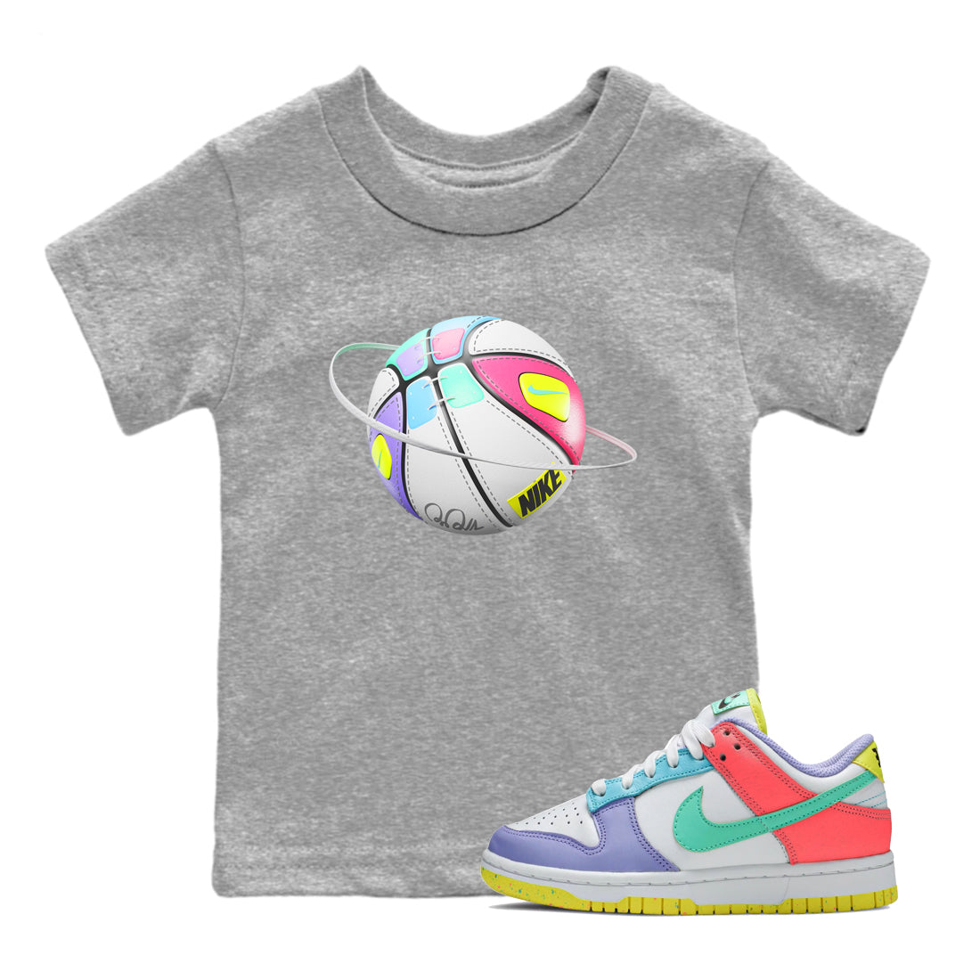 Dunk Easter Candy Sneaker Match Tees Basketball Planet Streetwear Sneaker Shirt Nike Easter Sneaker Release Tees Kids Shirts Heather Grey 1
