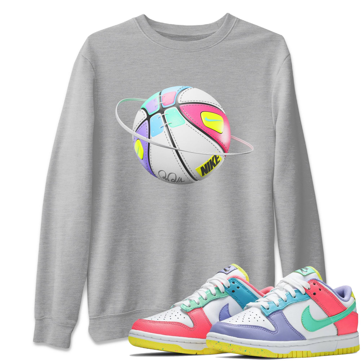 Dunk Easter Candy Sneaker Match Tees Basketball Planet Streetwear Sneaker Shirt Nike Easter Sneaker Release Tees Unisex Shirts Heather Grey 1