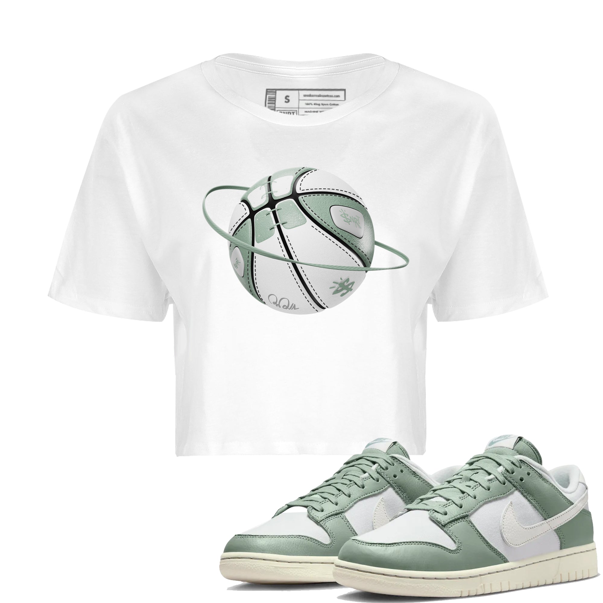 Dunk Mica Green Sneaker Match Tees Basketball Planet Streetwear Sneaker Shirt Dunk Low Mica Green Sneaker Release Tees Women's Shirts White 1