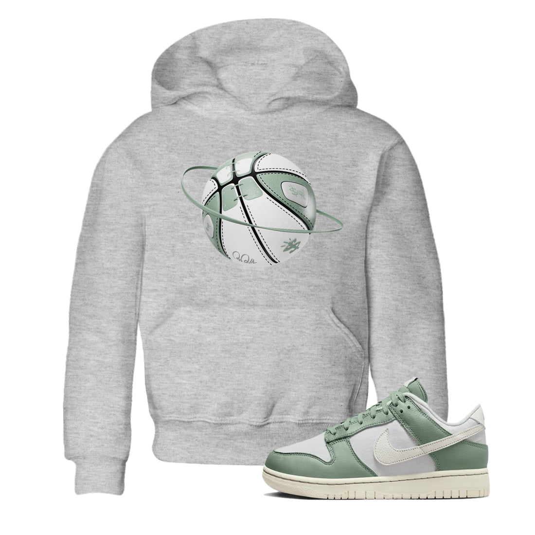 Dunk Mica Green Sneaker Match Tees Basketball Planet Streetwear Sneaker Shirt Dunk Low Mica Green Sneaker Release Tees Kids Shirts Heather Grey 1
