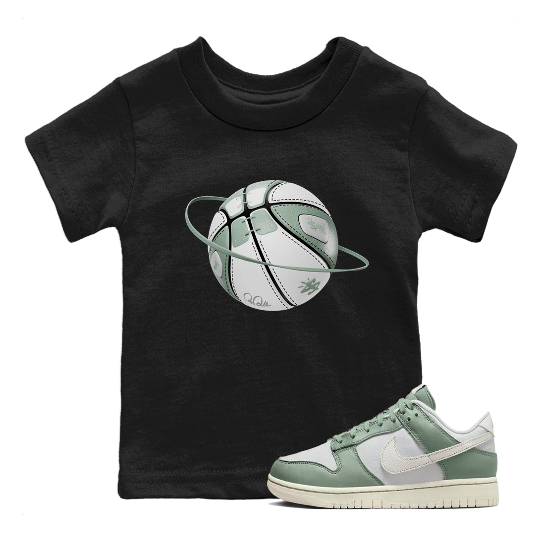 Dunk Mica Green Sneaker Match Tees Basketball Planet Streetwear Sneaker Shirt Dunk Low Mica Green Sneaker Release Tees Kids Shirts Black 1