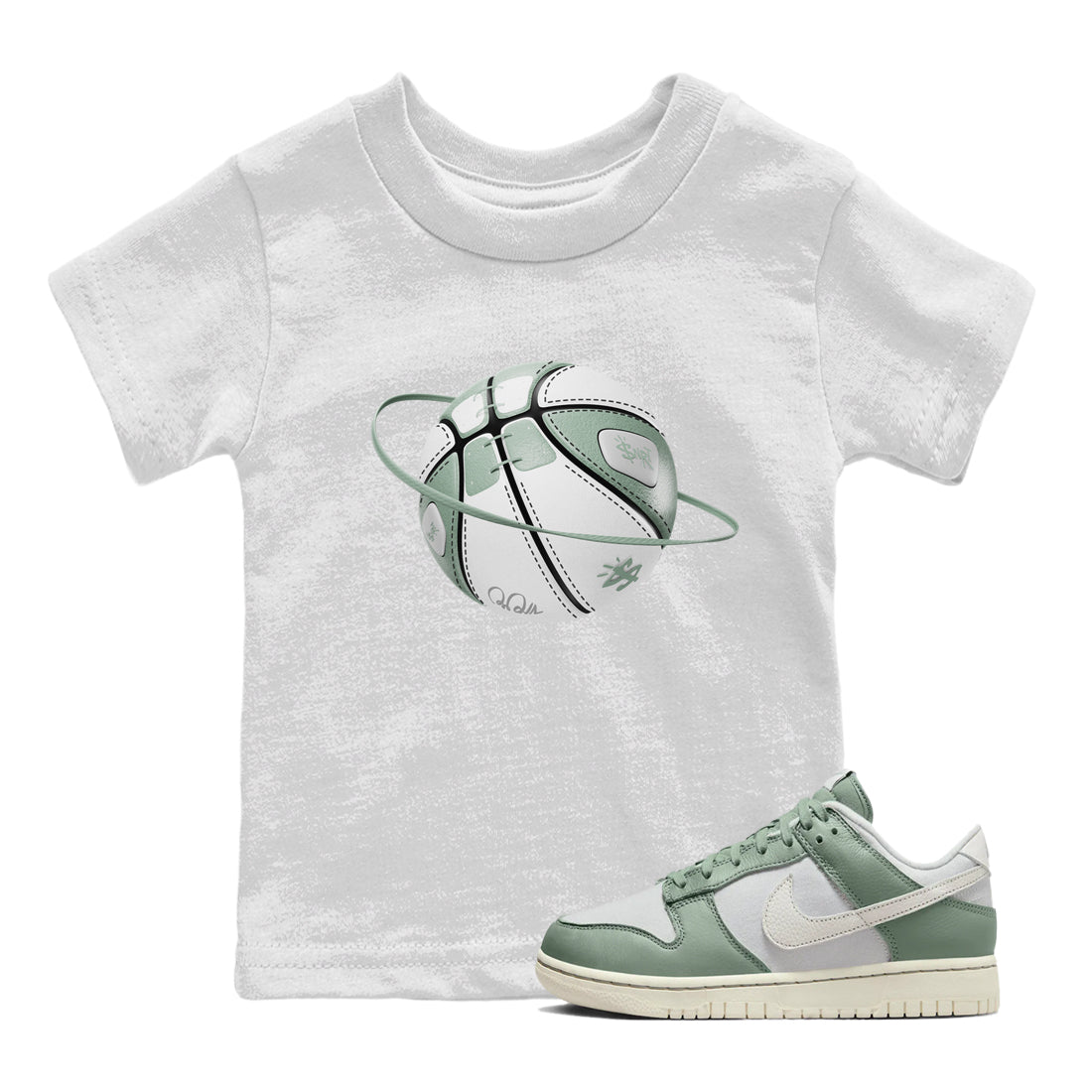 Dunk Mica Green Sneaker Match Tees Basketball Planet Streetwear Sneaker Shirt Dunk Low Mica Green Sneaker Release Tees Kids Shirts White 1