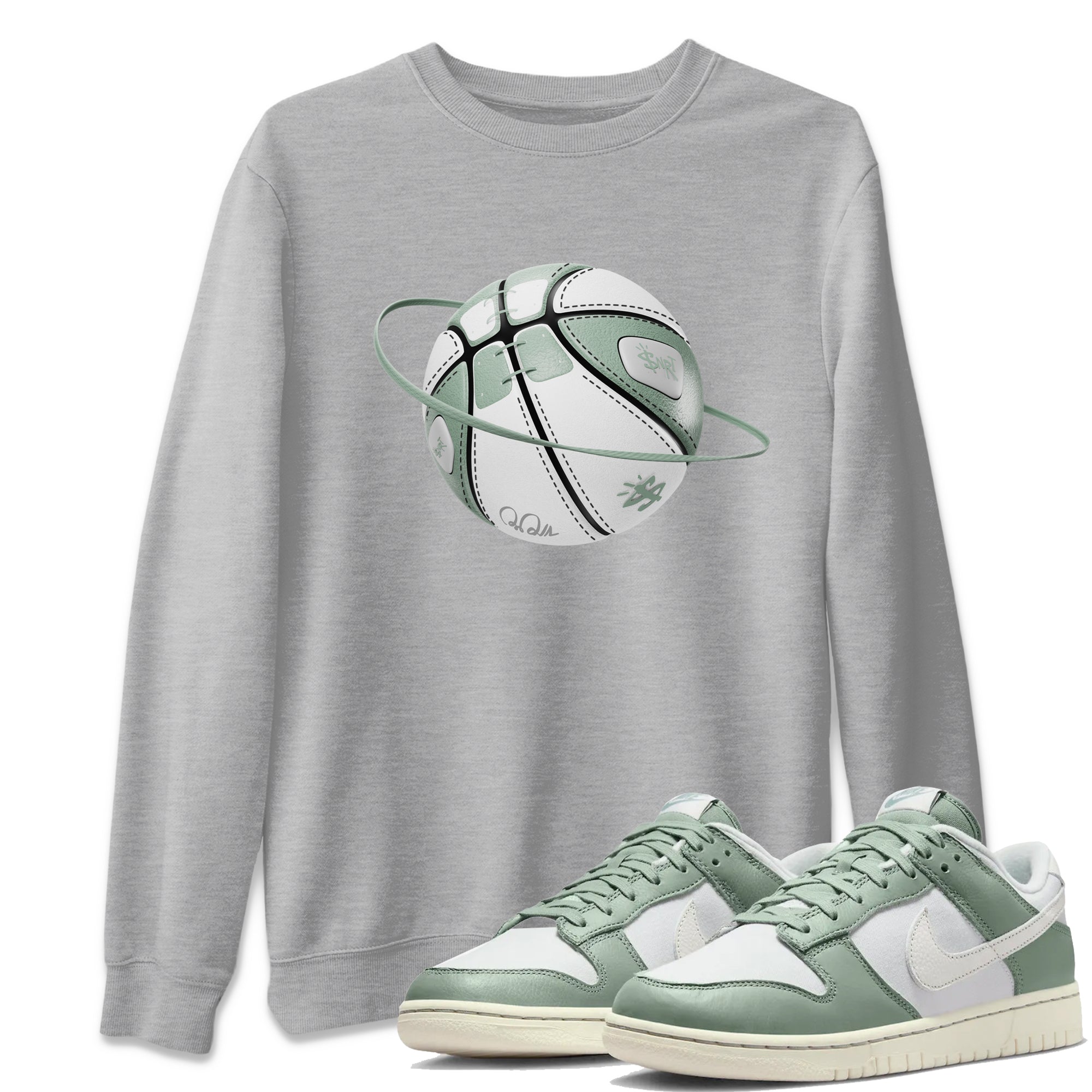 Dunk Mica Green Sneaker Match Tees Basketball Planet Streetwear Sneaker Shirt Dunk Low Mica Green Sneaker Release Tees Unisex Shirts Heather Grey 1