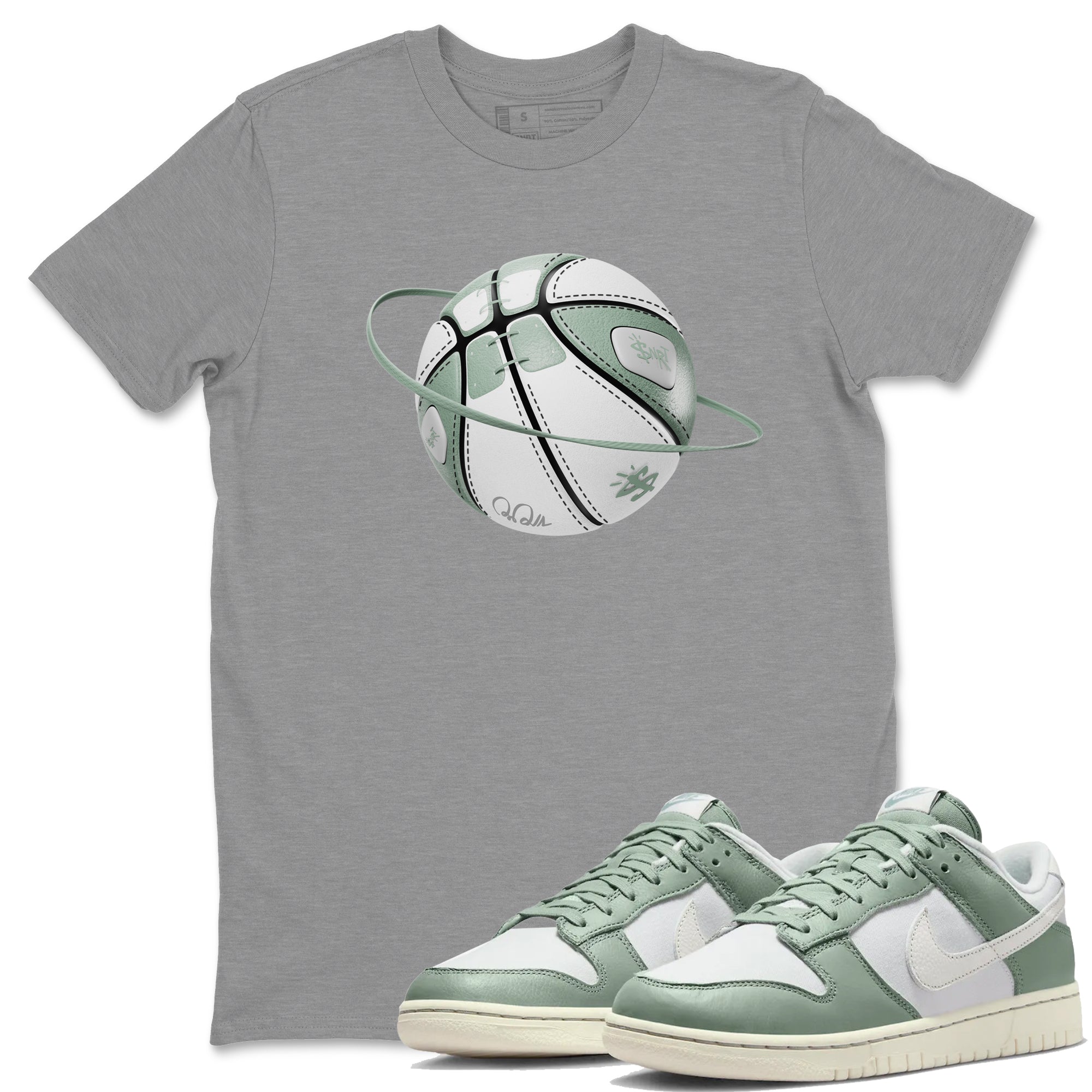 Dunk Mica Green Sneaker Match Tees Basketball Planet Streetwear Sneaker Shirt Dunk Low Mica Green Sneaker Release Tees Unisex Shirts Heather Grey 1