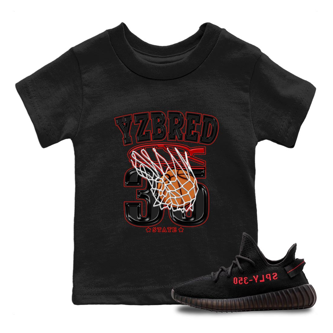 Yeezy 350 Bred shirt to match jordans Basketball Streetwear Sneaker Shirt Yeezy Boost 350 V2 Bred Drip Gear Zone Sneaker Matching Clothing Baby Toddler Black 1 T-Shirt