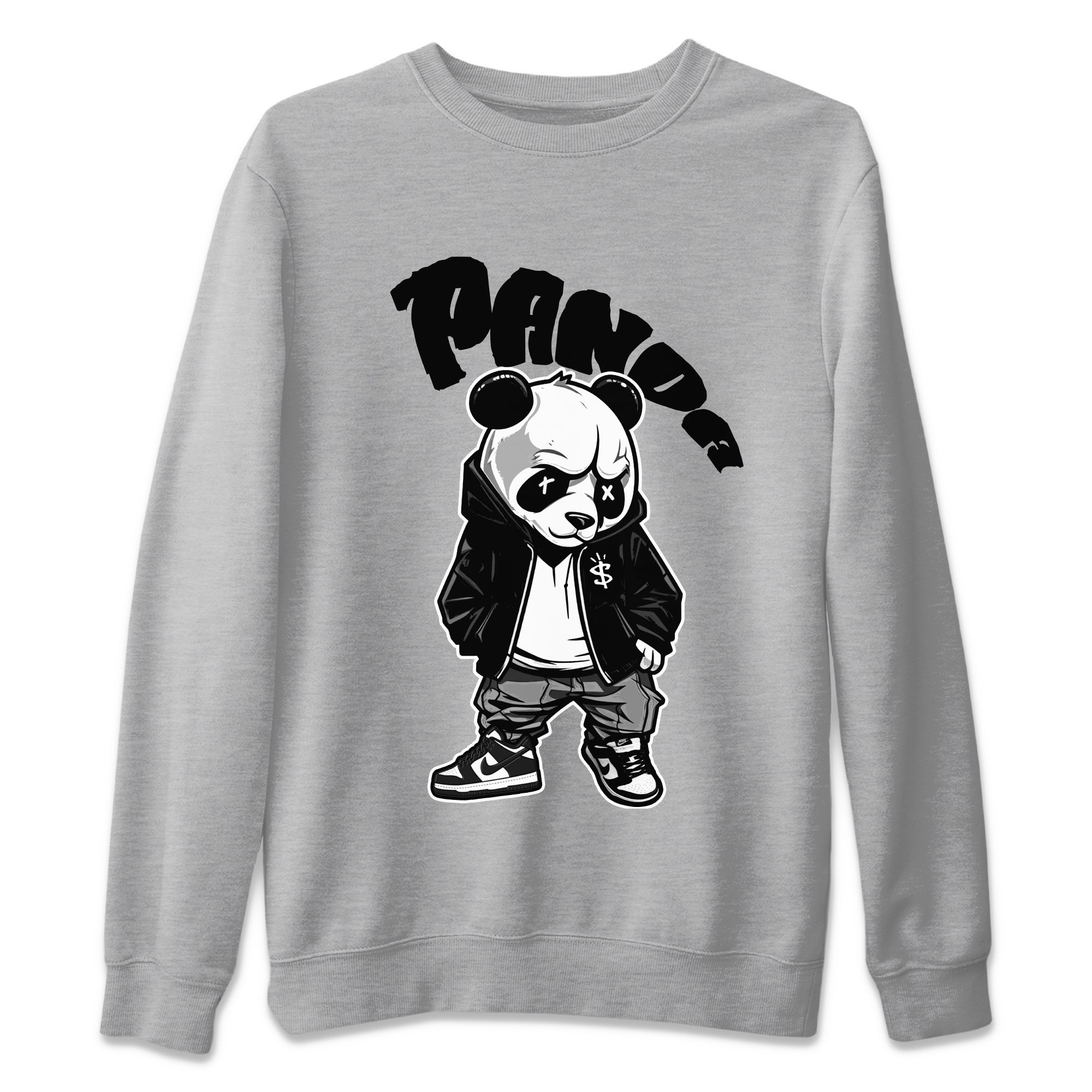 Dunk Panda Sneaker Match Tees Bastard Panda Streetwear Sneaker Shirt Dunk Low White Black Drip Gear Zone Sneaker Matching Clothing Unisex Shirts Heather Grey 2