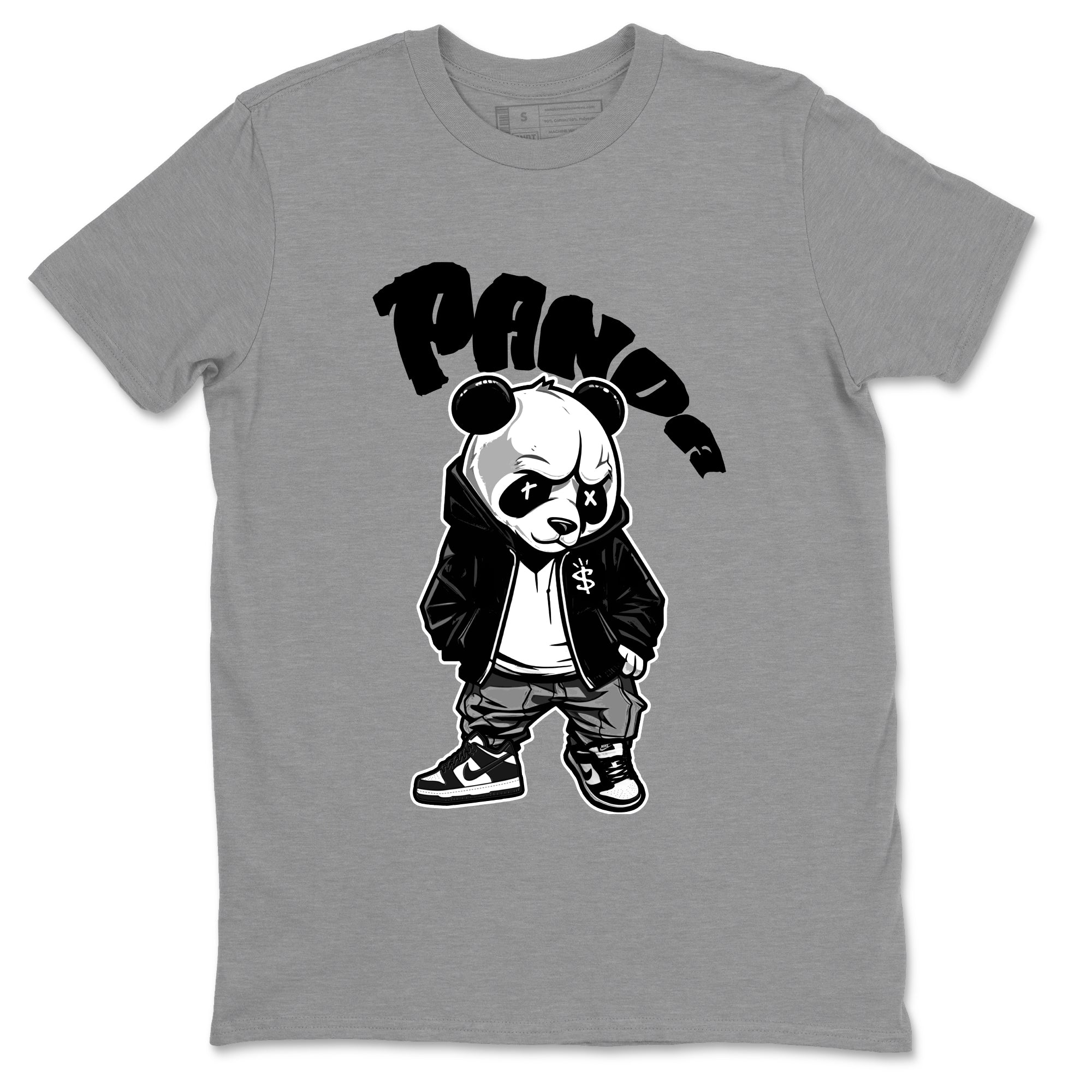 Dunk Panda Sneaker Match Tees Bastard Panda Streetwear Sneaker Shirt Dunk Low White Black Drip Gear Zone Sneaker Matching Clothing Unisex Shirts Heather Grey 2