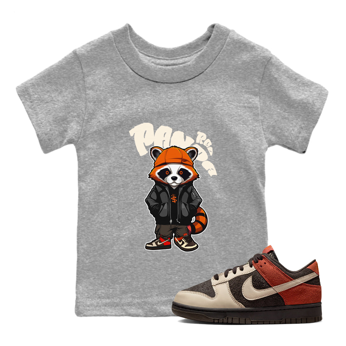 Dunk Red Panda shirt to match jordans Bastard Red Panda sneaker tees Nike Dunk LowRed Panda Drip Gear Zone Sneaker T-Shirts Youth and Baby Heather Grey 1 T-Shirt