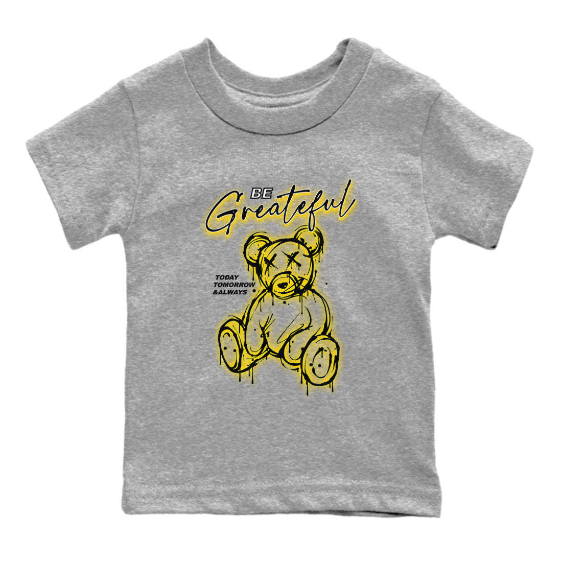 AJ1 Yellow Ochre shirt to match jordans Be Grateful sneaker tees streetwear brand Air Jordan 1 Yellow Ochre Drip Gear Zone Brand baby toddler Heather Grey 2 cotton Shirt