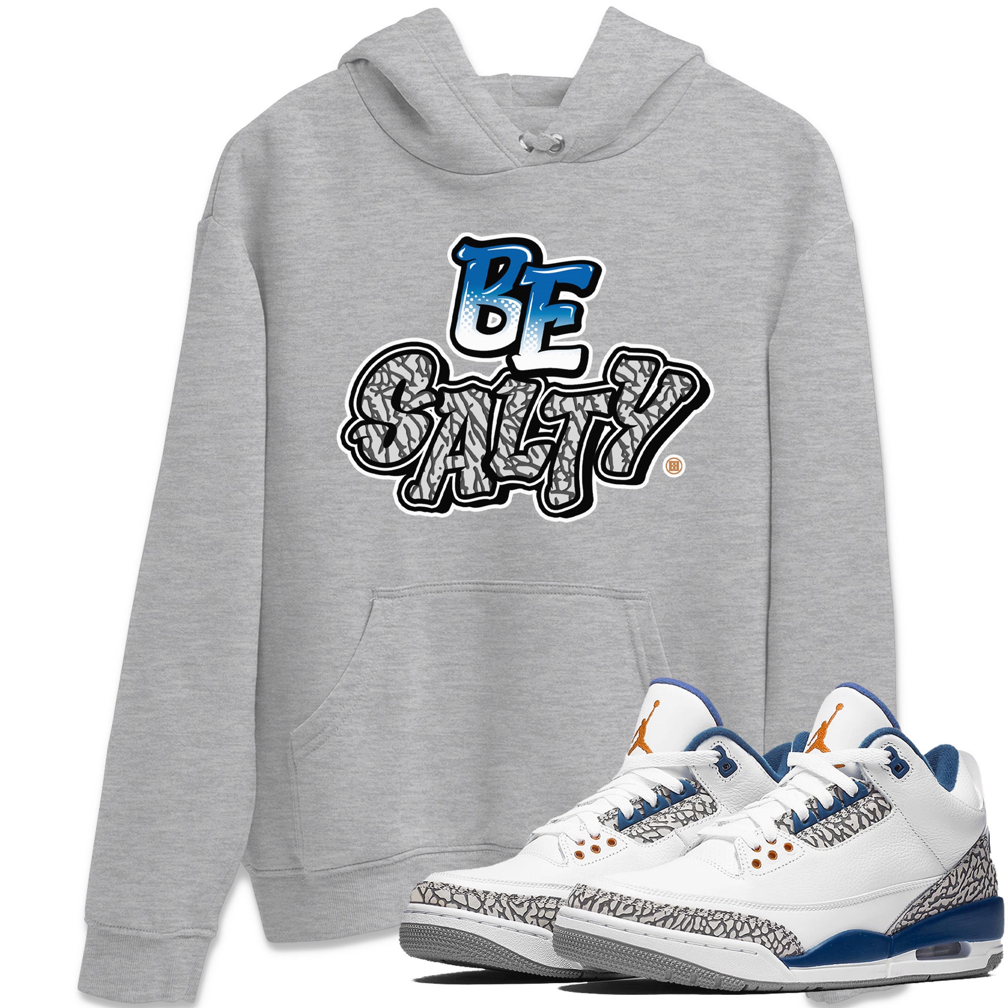 Air Jordan 3 Wizards Sneaker Match Tees Be Salty Streetwear Sneaker Shirt Air Jordan 3 Retro Wizards Sneaker Release Tees Unisex Shirts Heather Grey 1