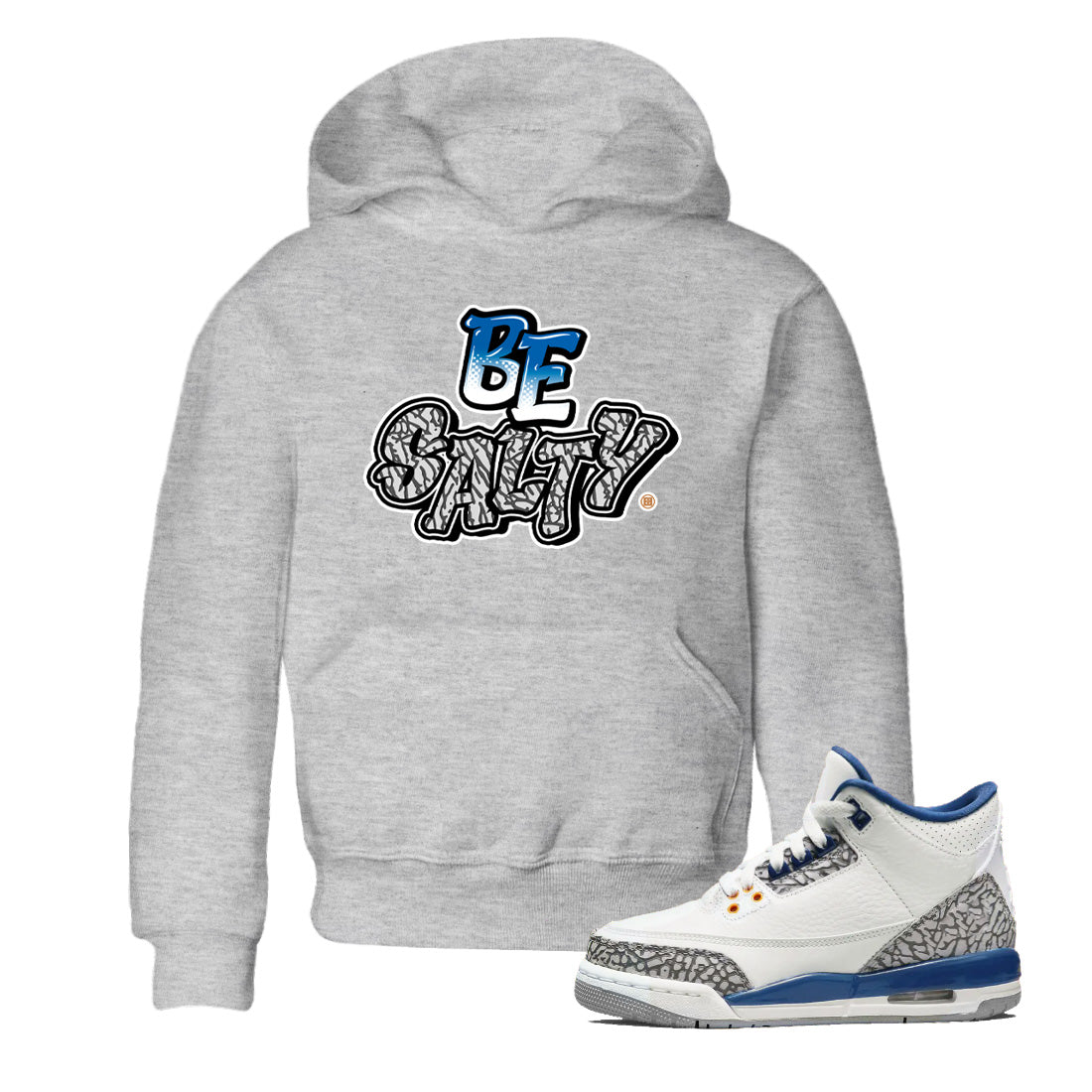 Air Jordan 3 Wizards Sneaker Match Tees Be Salty Streetwear Sneaker Shirt Air Jordan 3 Retro Wizards Sneaker Release Tees Kids Shirts Heather Grey 1