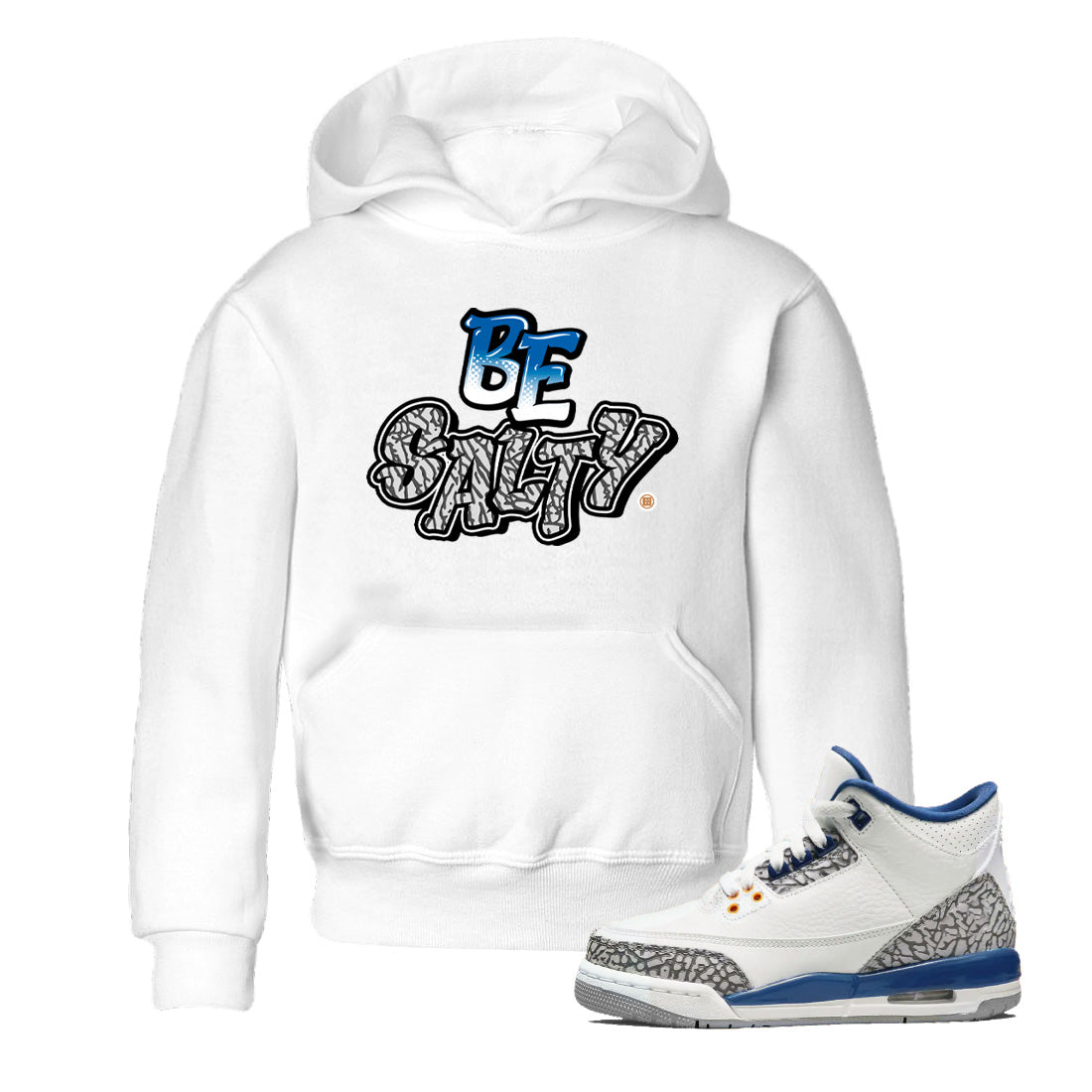 Air Jordan 3 Wizards Sneaker Match Tees Be Salty Streetwear Sneaker Shirt Air Jordan 3 Retro Wizards Sneaker Release Tees Kids Shirts White 1