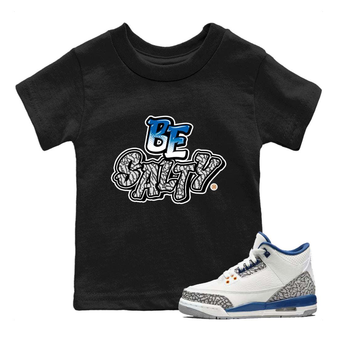 Air Jordan 3 Wizards Sneaker Match Tees Be Salty Streetwear Sneaker Shirt Air Jordan 3 Retro Wizards Sneaker Release Tees Kids Shirts Black 1