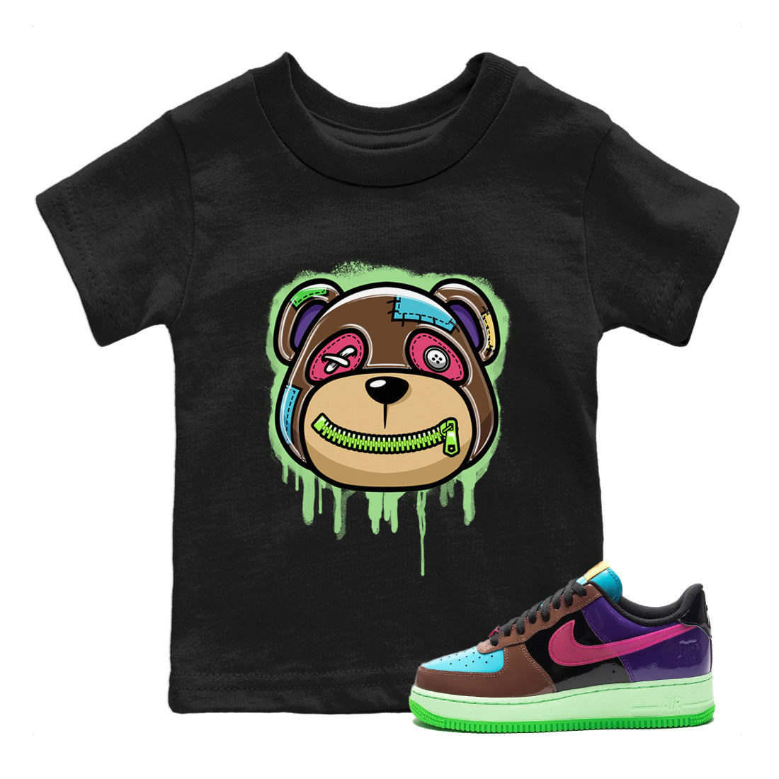 Air Force 1 Undefeated Fauna Brown Sneaker Match Tees Bear Face Sneaker Tees Air Force 1 Undefeated Fauna Brown Jordan to match sneaker T-Shirt Kids Shirts