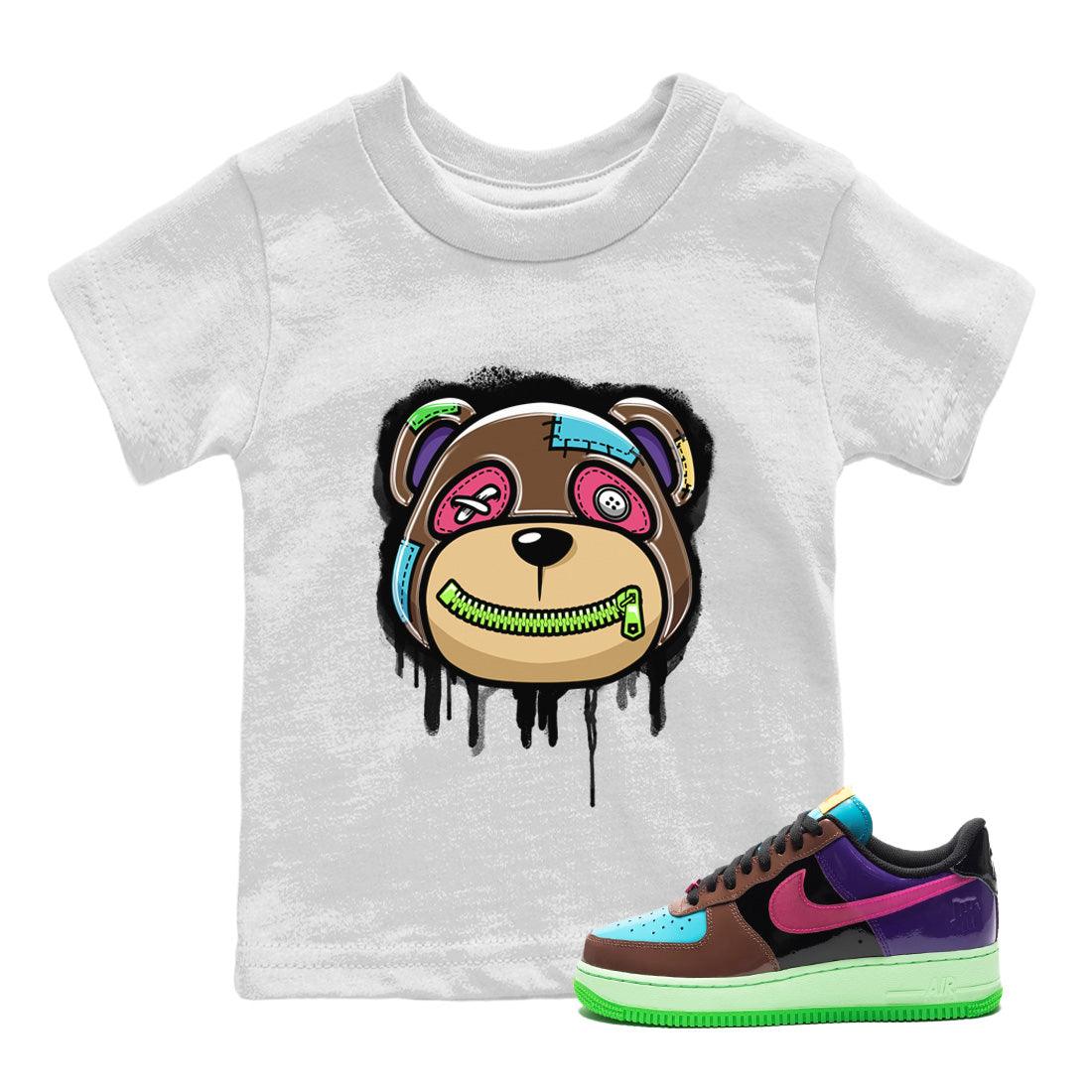 Air Force 1 Undefeated Fauna Brown Sneaker Match Tees Bear Face Sneaker Tees Air Force 1 Undefeated Fauna Brown Jordan to match sneaker T-Shirt Kids Shirts