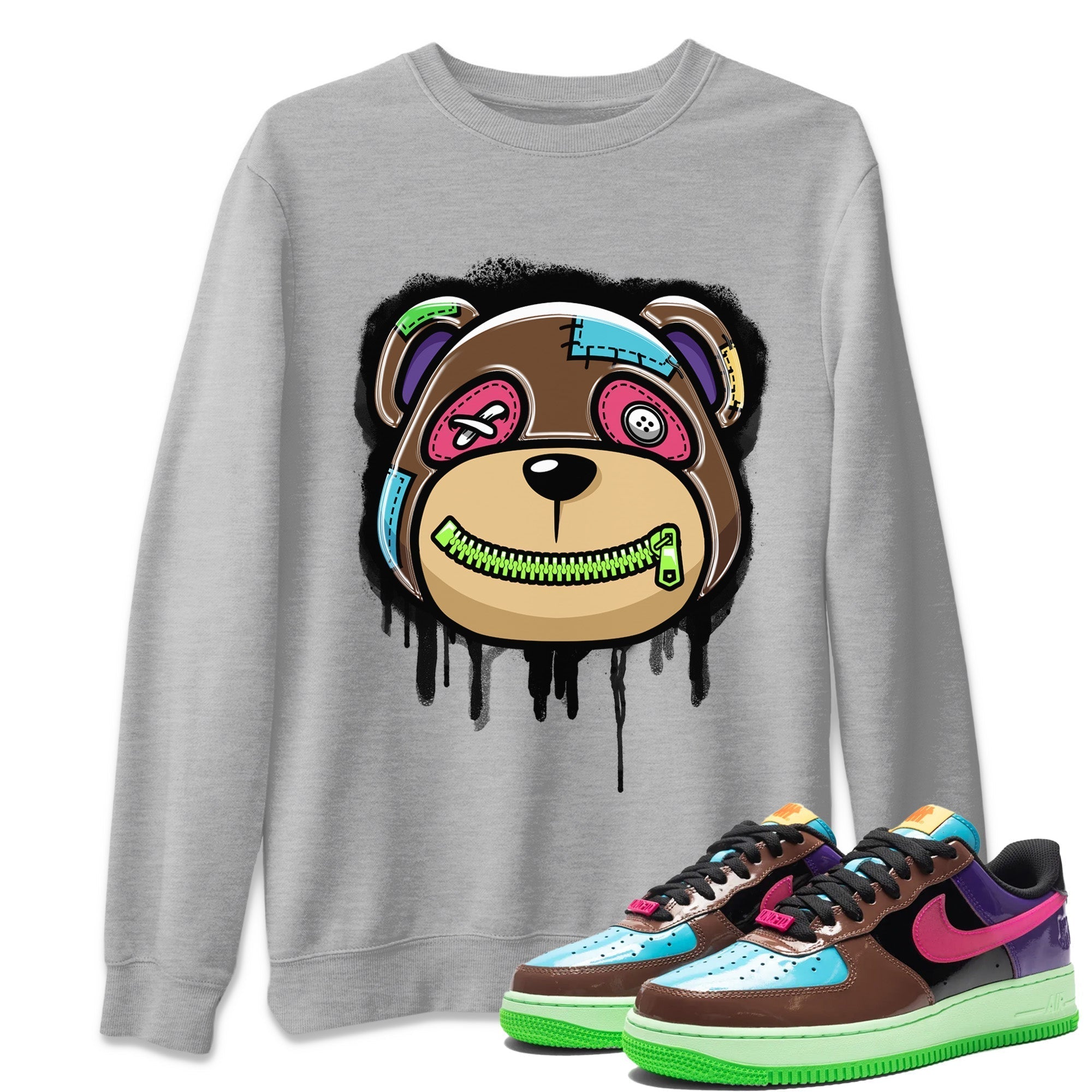 Air Force 1 Undefeated Fauna Brown Sneaker Match Tees Bear Face Sneaker Tees Air Force 1 Undefeated Fauna Brown Jordan to match sneaker T-Shirt Crew Neck Shirts