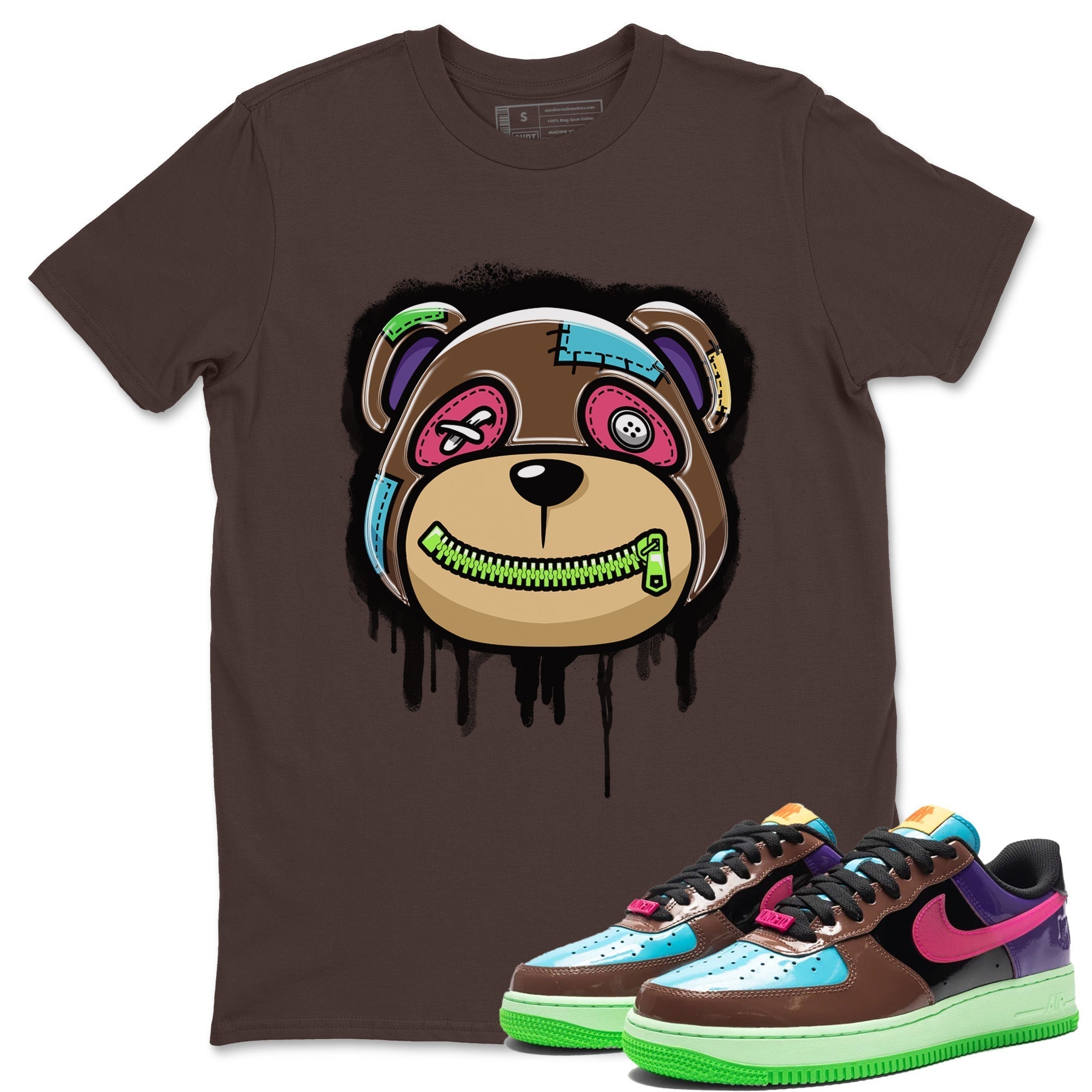 Air Force 1 Undefeated Fauna Brown Sneaker Match Tees Bear Face Sneaker Tees Air Force 1 Undefeated Fauna Brown Jordan to match sneaker T-Shirt Crew Neck Shirts