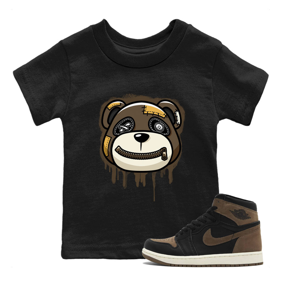 Air Jordan 1 Retro High OG Palomino shirt to match jordans Bear Face Streetwear Sneaker Shirt Air Jordan 1 Palomino Drip Gear Zone Sneaker Matching Clothing Baby Toddler Black 1 T-Shirt