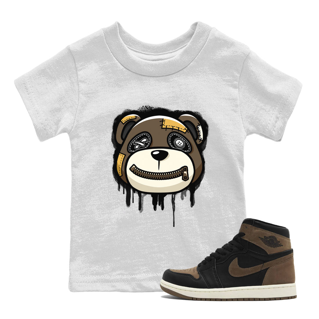 Air Jordan 1 Retro High OG Palomino shirt to match jordans Bear Face Streetwear Sneaker Shirt Air Jordan 1 Palomino Drip Gear Zone Sneaker Matching Clothing Baby Toddler White 1 T-Shirt