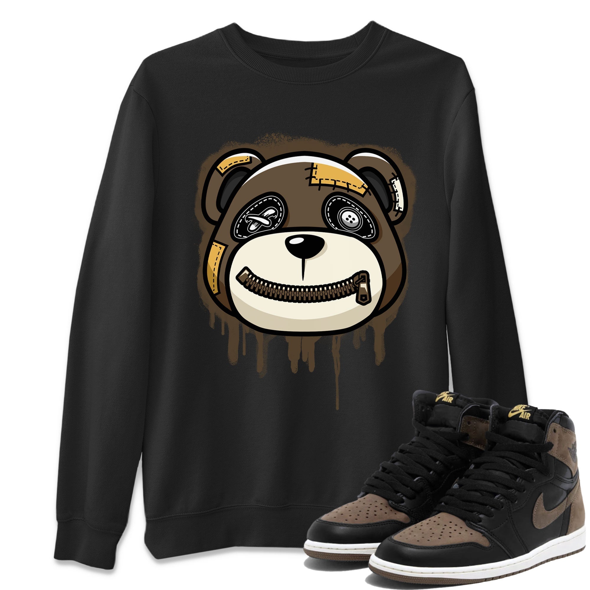 Air Jordan 1 Retro High OG Palomino shirt to match jordans Bear Face Streetwear Sneaker Shirt Air Jordan 1 Palomino Drip Gear Zone Sneaker Matching Clothing Unisex Black 1 T-Shirt
