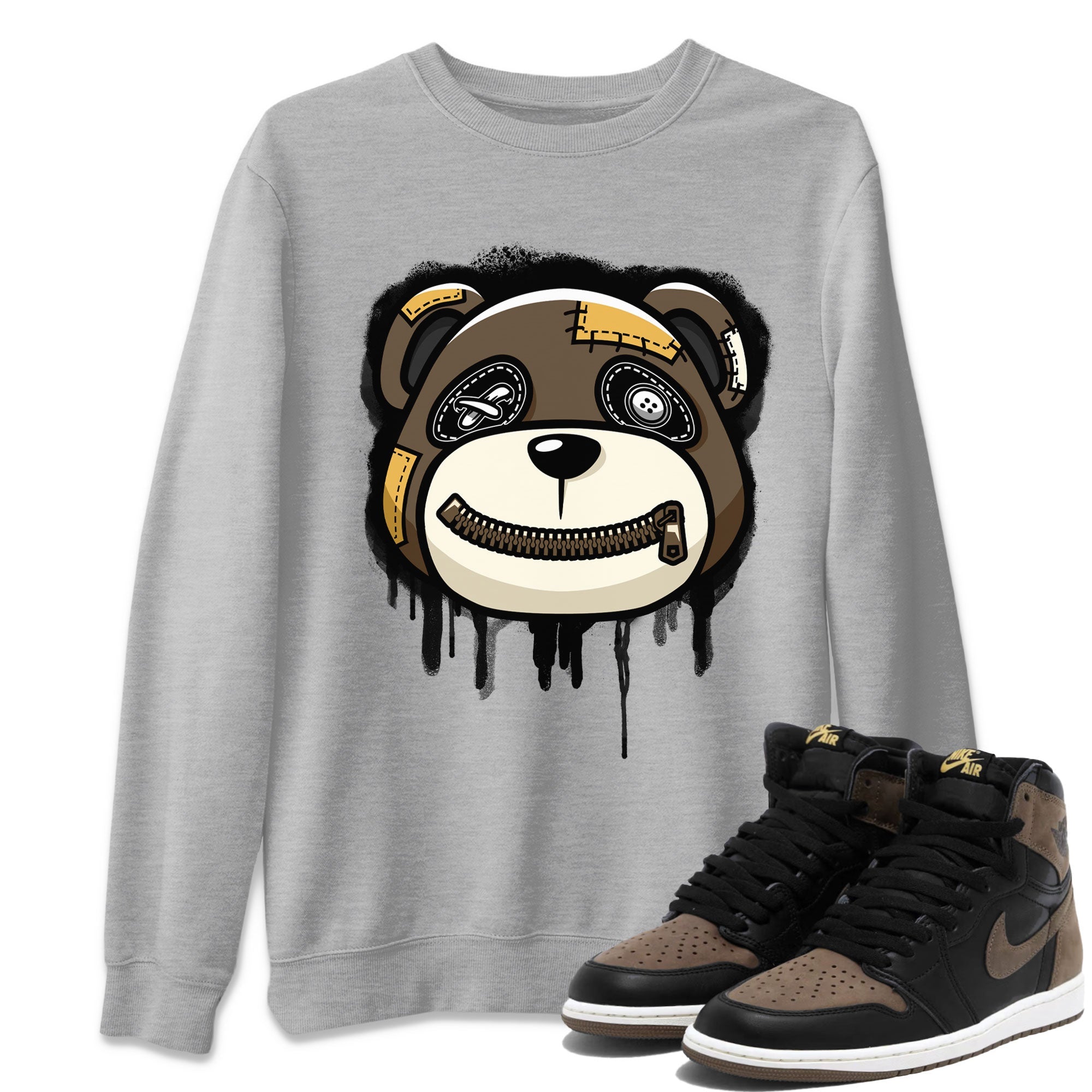 Air Jordan 1 Retro High OG Palomino shirt to match jordans Bear Face Streetwear Sneaker Shirt Air Jordan 1 Palomino Drip Gear Zone Sneaker Matching Clothing Unisex Heather Grey 1 T-Shirt